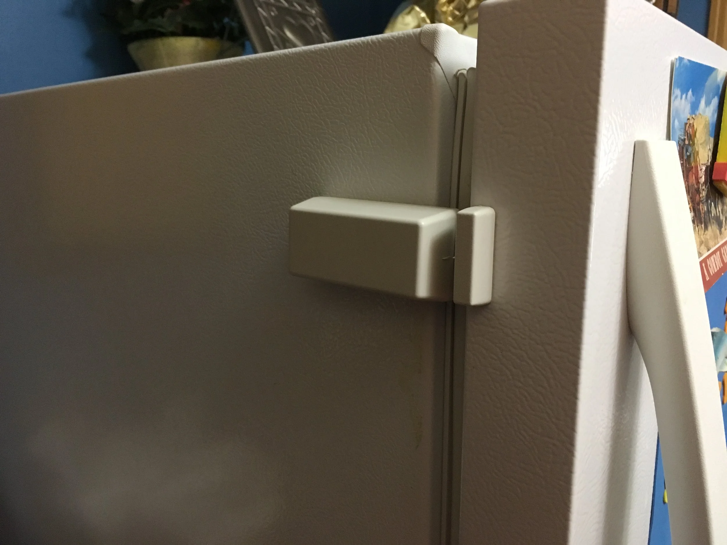  This refrigerator has a sensor on it, to help the caregiver know when the individual is accessing food. The goal is to promote independence by addressing under-eating. 