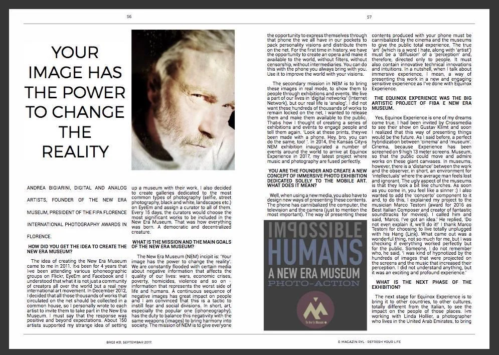 Andrea Bigiarini interview on Refresh your Life magazine.