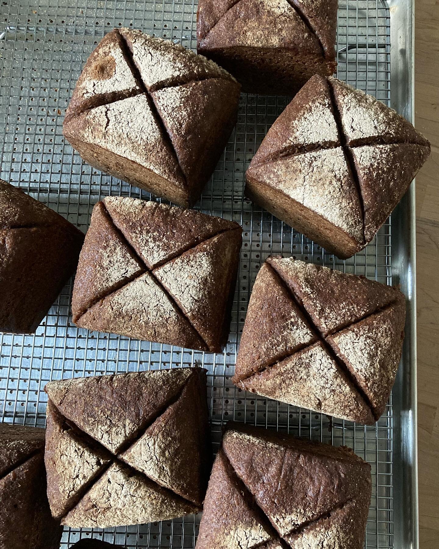 These #pumpernickel beauties are resting up for tomorrow&rsquo;s PSU Market starting at 9am! We&rsquo;ve got crackers, we&rsquo;ve got crisps, we&rsquo;ve got granola and for bread, we&rsquo;ll have: 🌾Purple Karma Barley, 🌾Einkorn Pepita, 🌾Walnut 