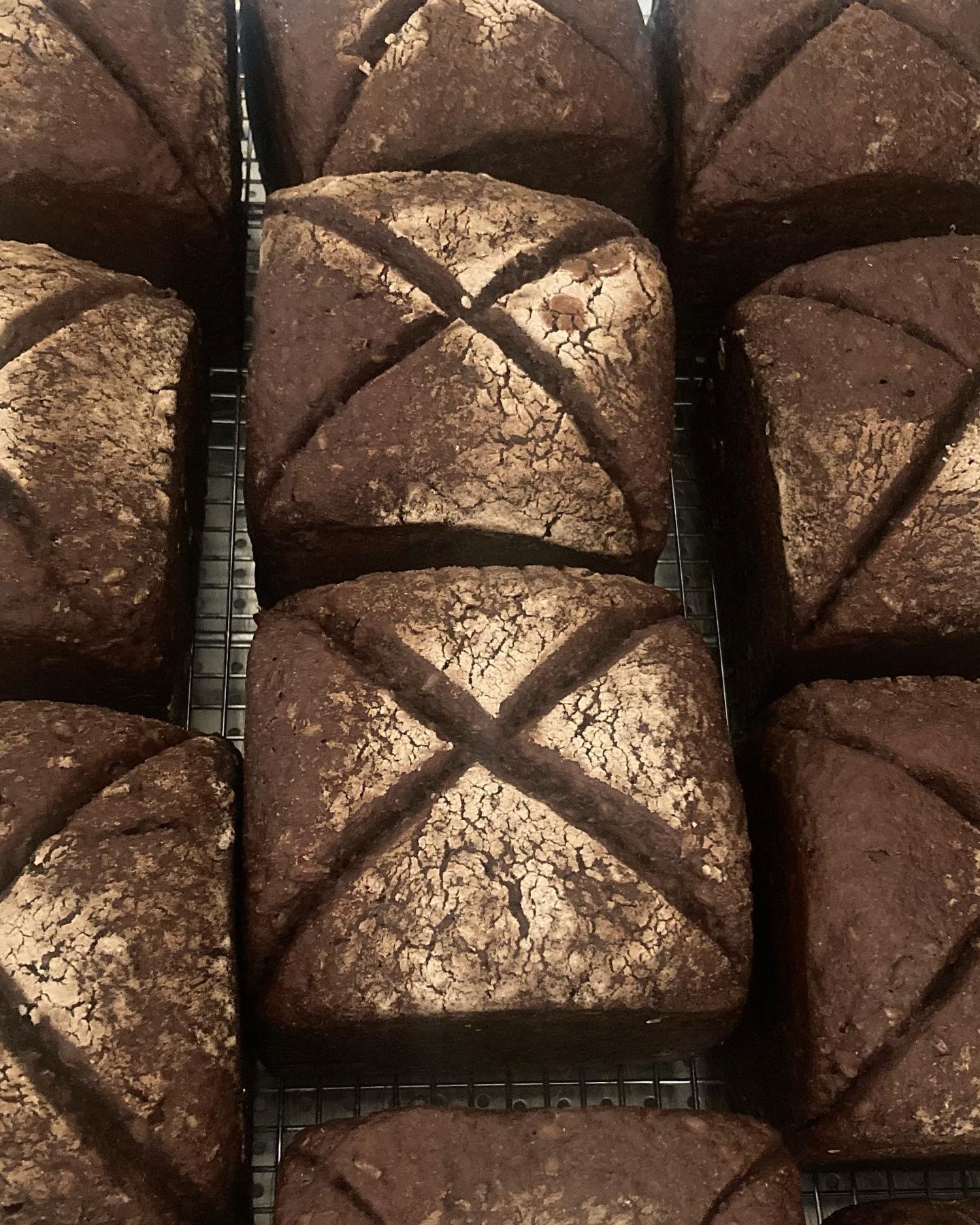 Rye Day Friday! These pumpernickel are resting after their long overnight steam, and they&rsquo;re looking perky and ready for action tomorrow at PSU. We&rsquo;ve got your crackers/crisps and here&rsquo;s the bread menu tomorrow. What&rsquo;s this? T