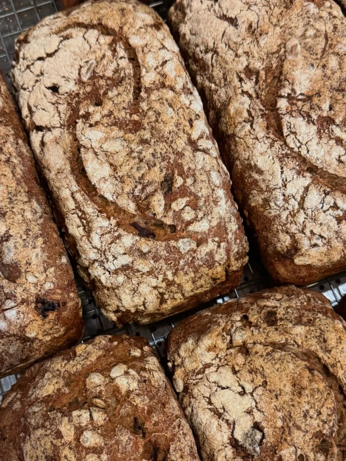 Seeded buckwheat sourdough. We are at PSU tomorrow from 8:30 until 2 with crackers, crisps, granola, and the following bread menu: 🌾Purple Karma Barley, 🌾Einkorn Pepita, 🌾Walnut Red Fife, 🌾Seeded Buckwheat with plums and fennel🌾Deli Rye. See you