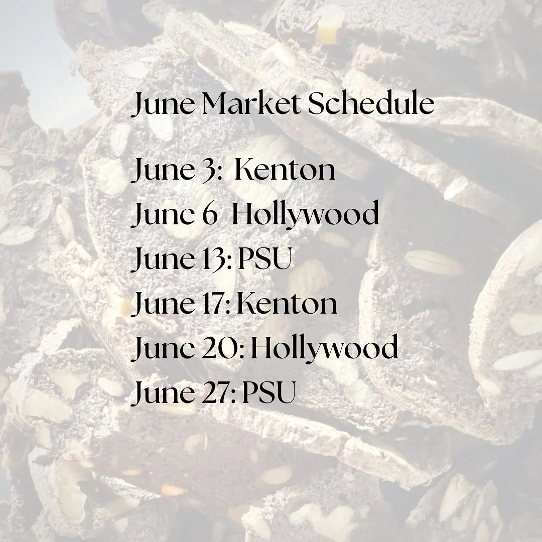 This afternoon is opening day at the Kenton Farmers Market, and we are looking forward to reuniting with our market friends! I am bringing bread, but in a limited amount today: 🌾Purple Karma Barley, 🌾Einkorn Pepita, 🌾Walnut Red Fife. We hope to se