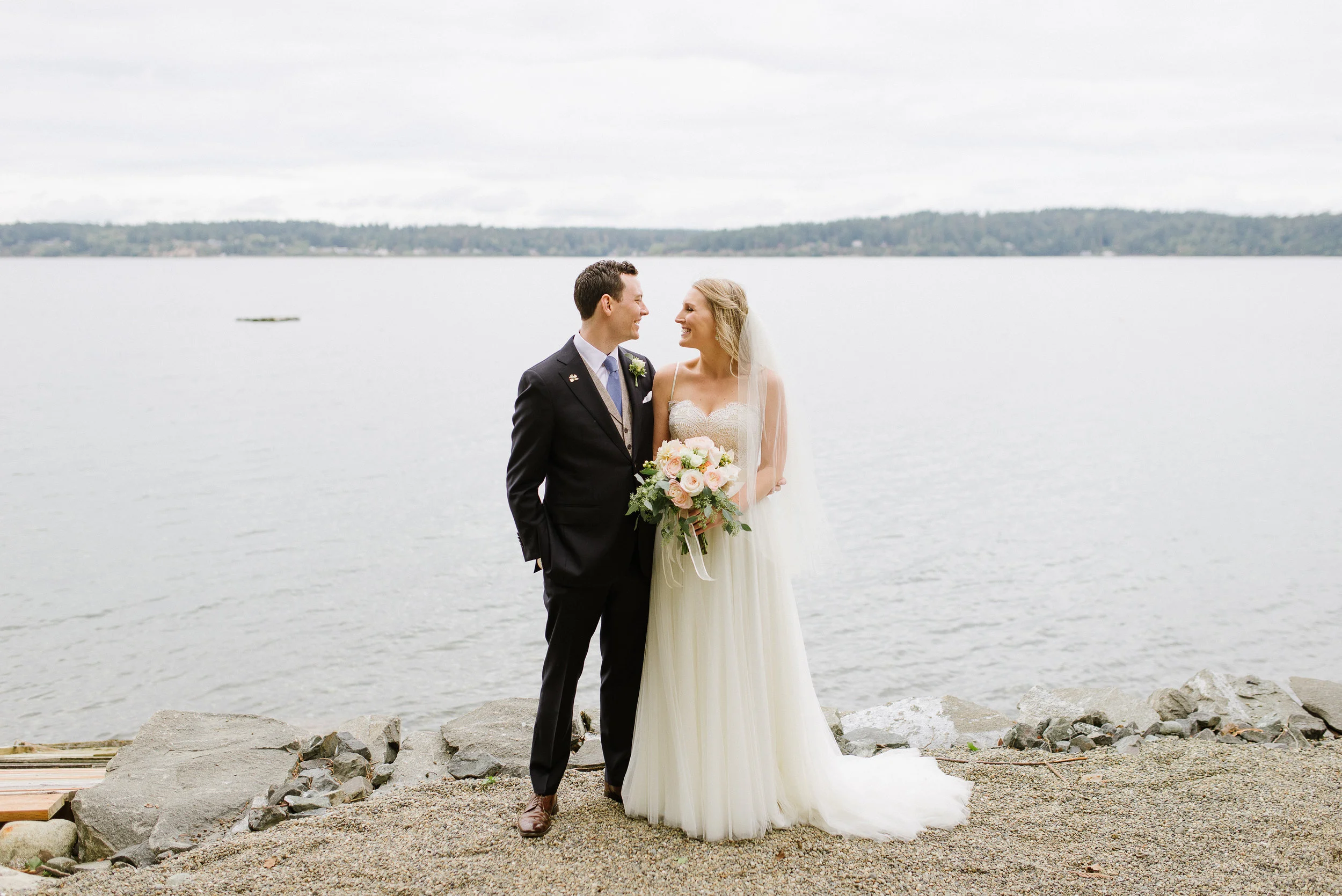 Gig Harbor wedding portrait on beach
