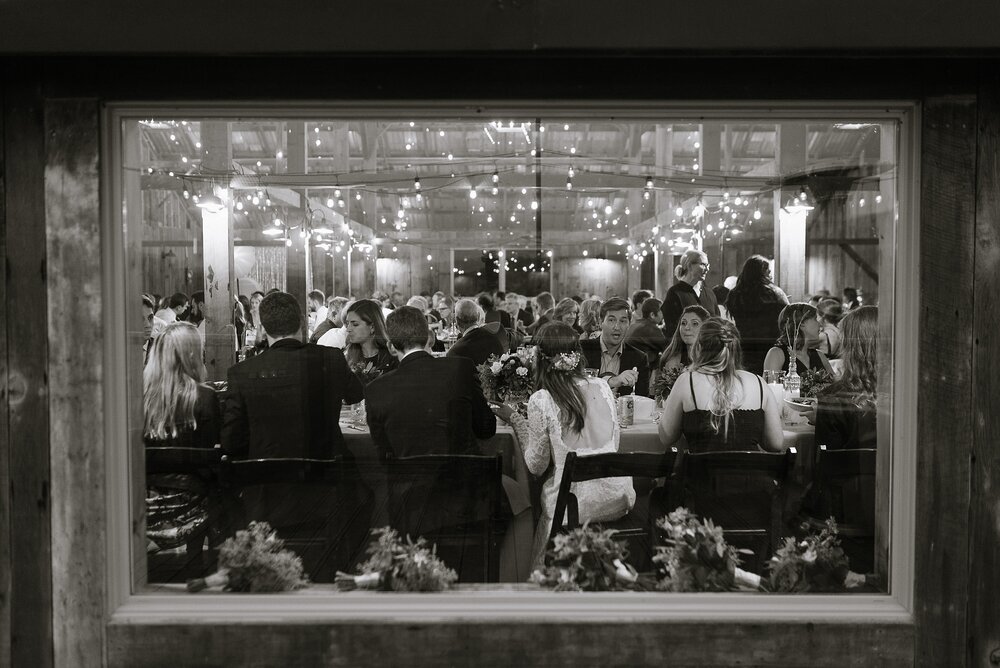 wedding dinner reception view through window