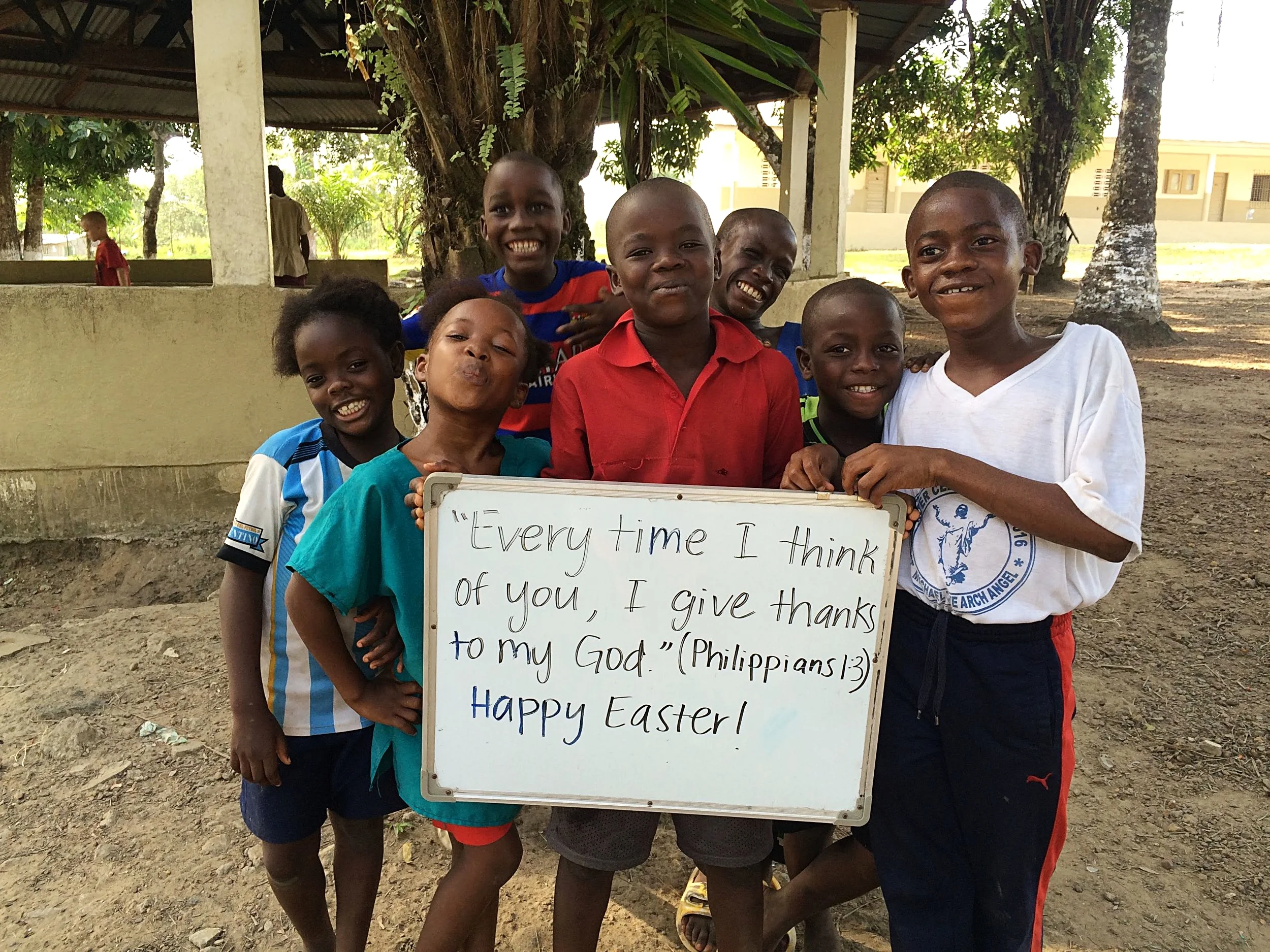 Students sharing an Easter prayer in 2015.