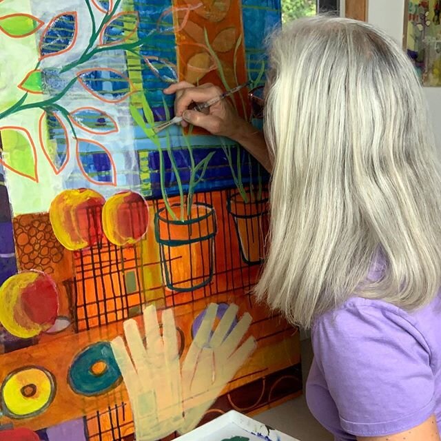Back in the studio working on this garden shed inspired piece. Sometimes it is hard to focus on the creative side when the world calls. Part of being human, responding to need. .
.
.
.
.
#acrylicpainting #garden #pottingshed #mayartchallenge2020 #abs
