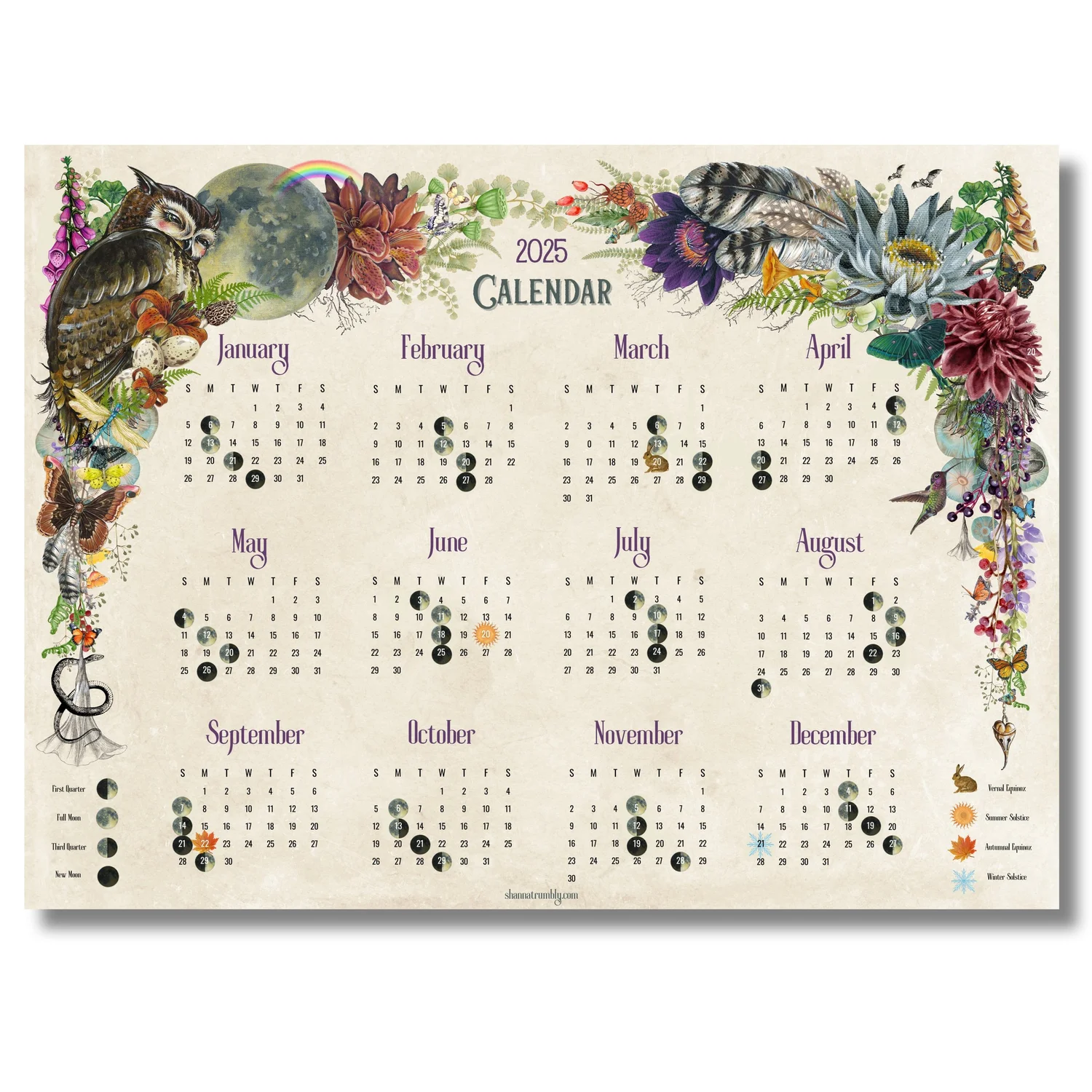 2025 Lunar Calendar 23x17 — Shanna Trumbly 2025-lunar-calendar-23x17-shanna-trumbly