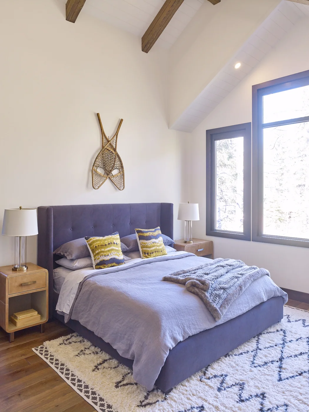 Canmore Mountain Retreat, Modern Rustic Master Bedroom, Interior Design by Nyla Free Designs Inc, Robert Lemermeyer Photography.