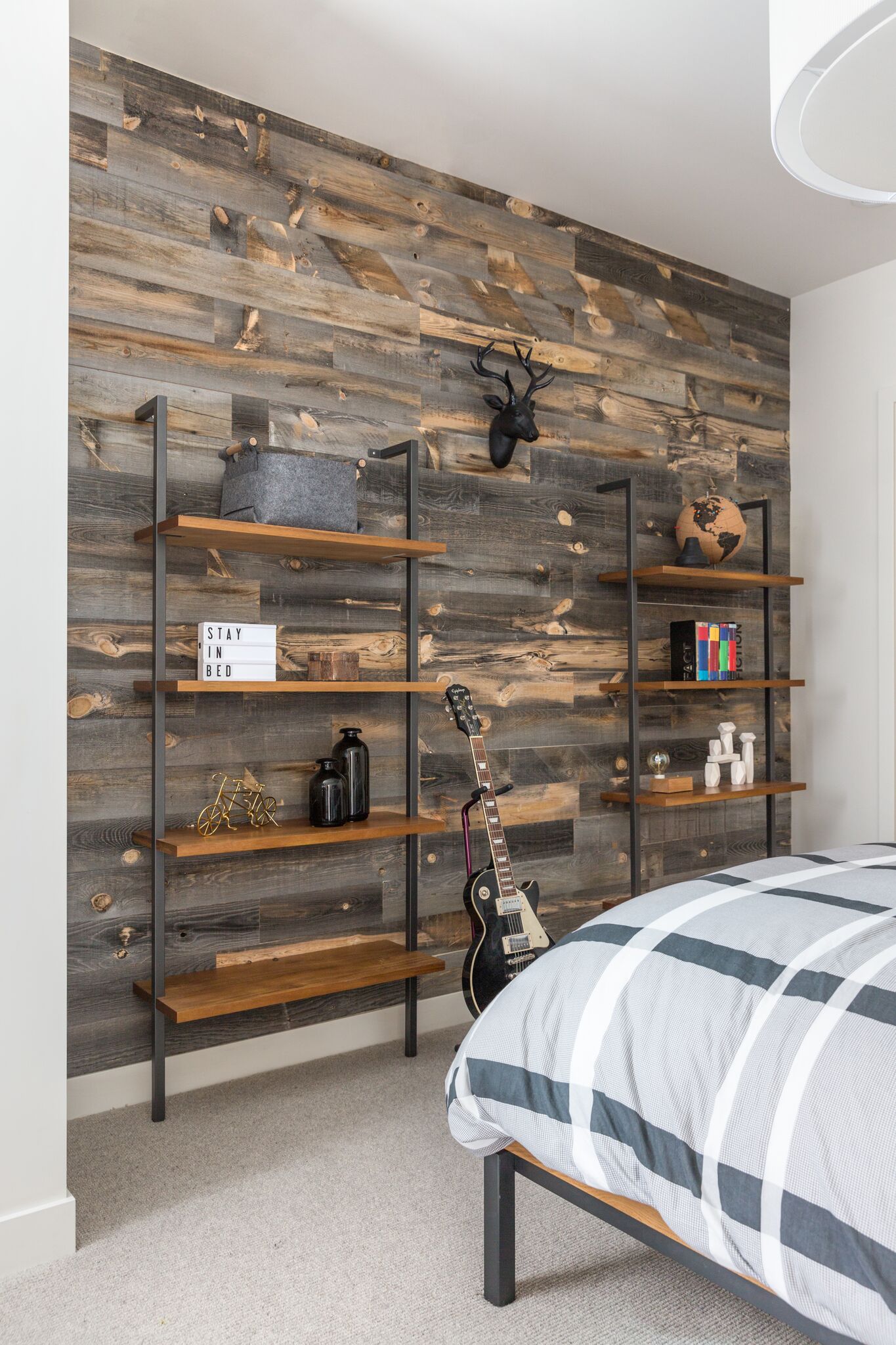 Boys Bedroom, Stikwood Wall, Open Shelving, Elbow Park Modern, Nyla Free Designs, Calgary Interior Designer, DeJong Design Associates, Insignia Custom Homes, Phil Crozier Photography