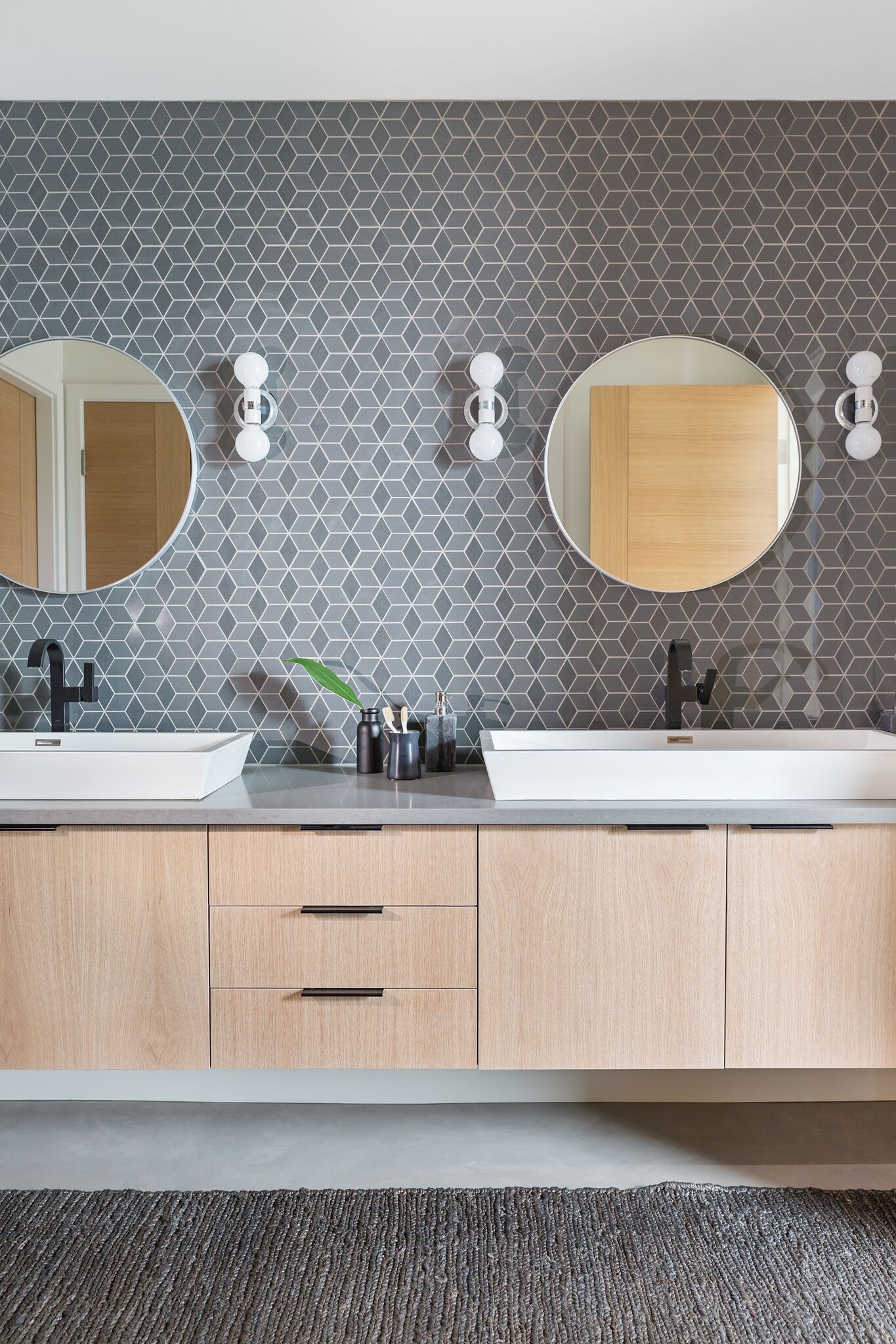 Boys Bathroom, Design with Shapes, Floating Vanity, Elbow Park Modern, Nyla Free Designs, Calgary Interior Designer, DeJong Design Associates, Insignia Custom Homes, Phil Crozier Photography
