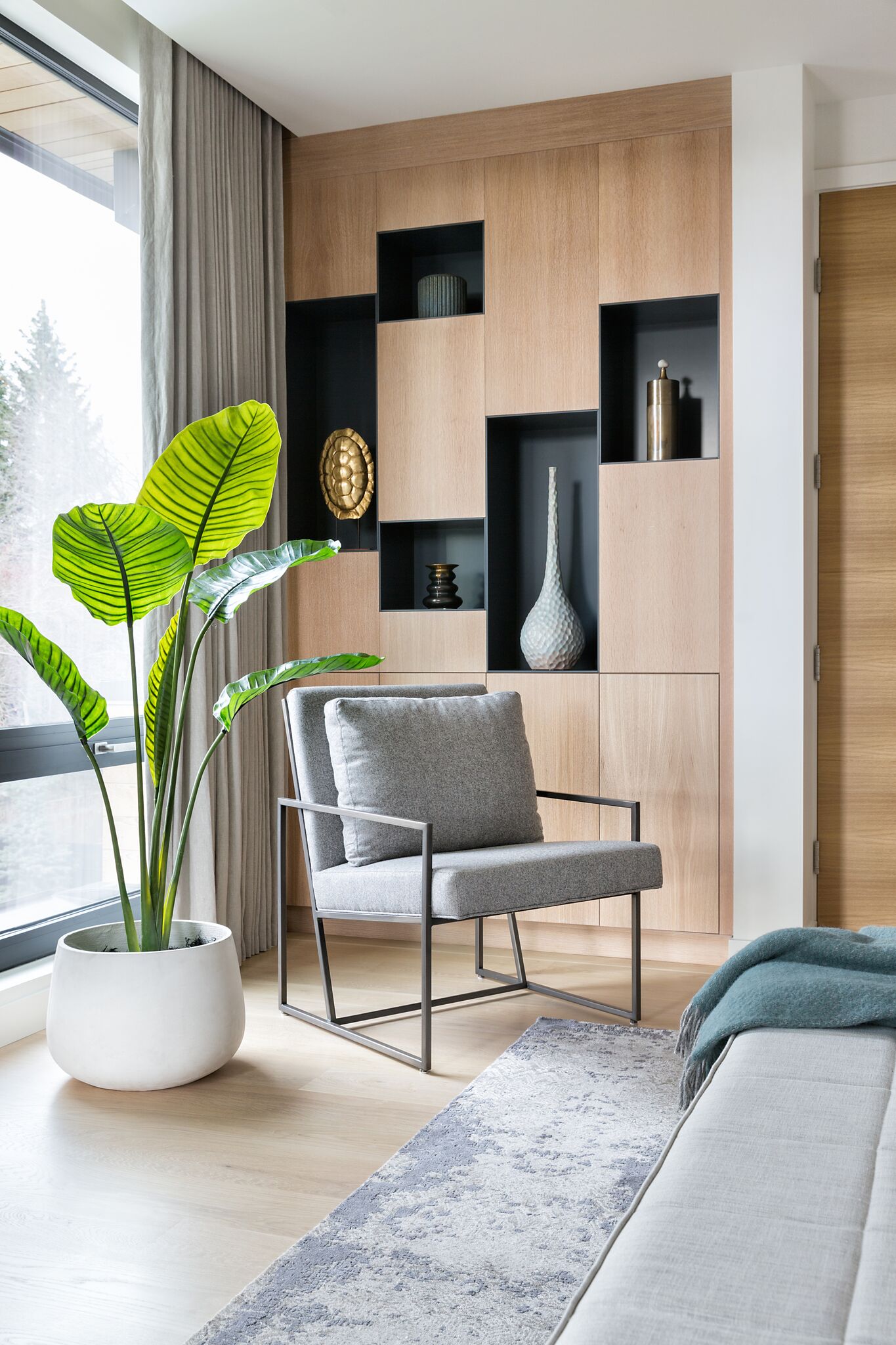 Master Bedroom with Built-ins, Decorative Niches, Elbow Park Modern, Nyla Free Designs, Calgary Interior Designer, DeJong Design Associates, Insignia Custom Homes, Phil Crozier Photography