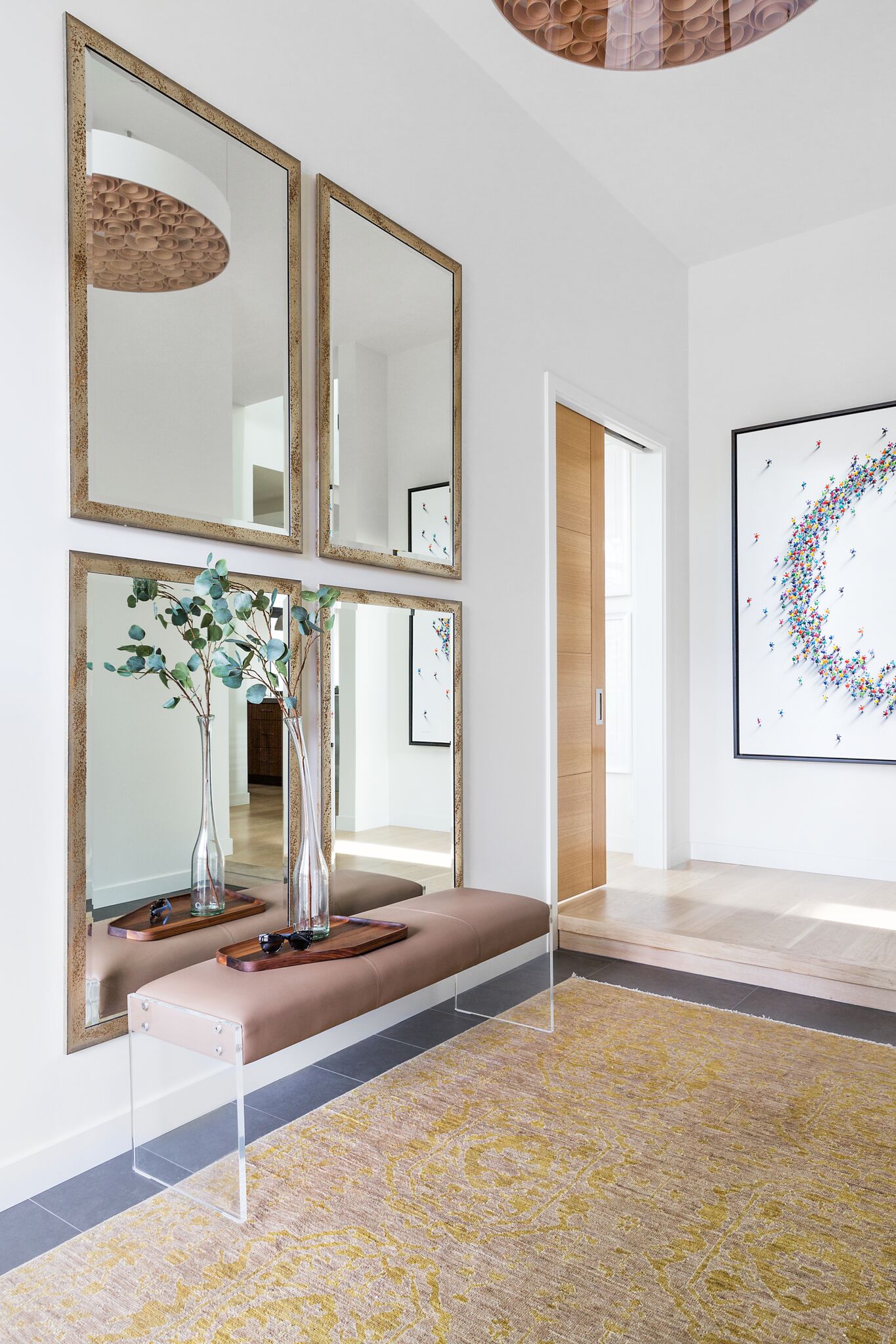 Sophisticated, bright, modern front entrance, Elbow Park Modern, Nyla Free Designs, Calgary Interior Designer, DeJong Design Associates, Insignia Custom Homes, Phil Crozier Photography