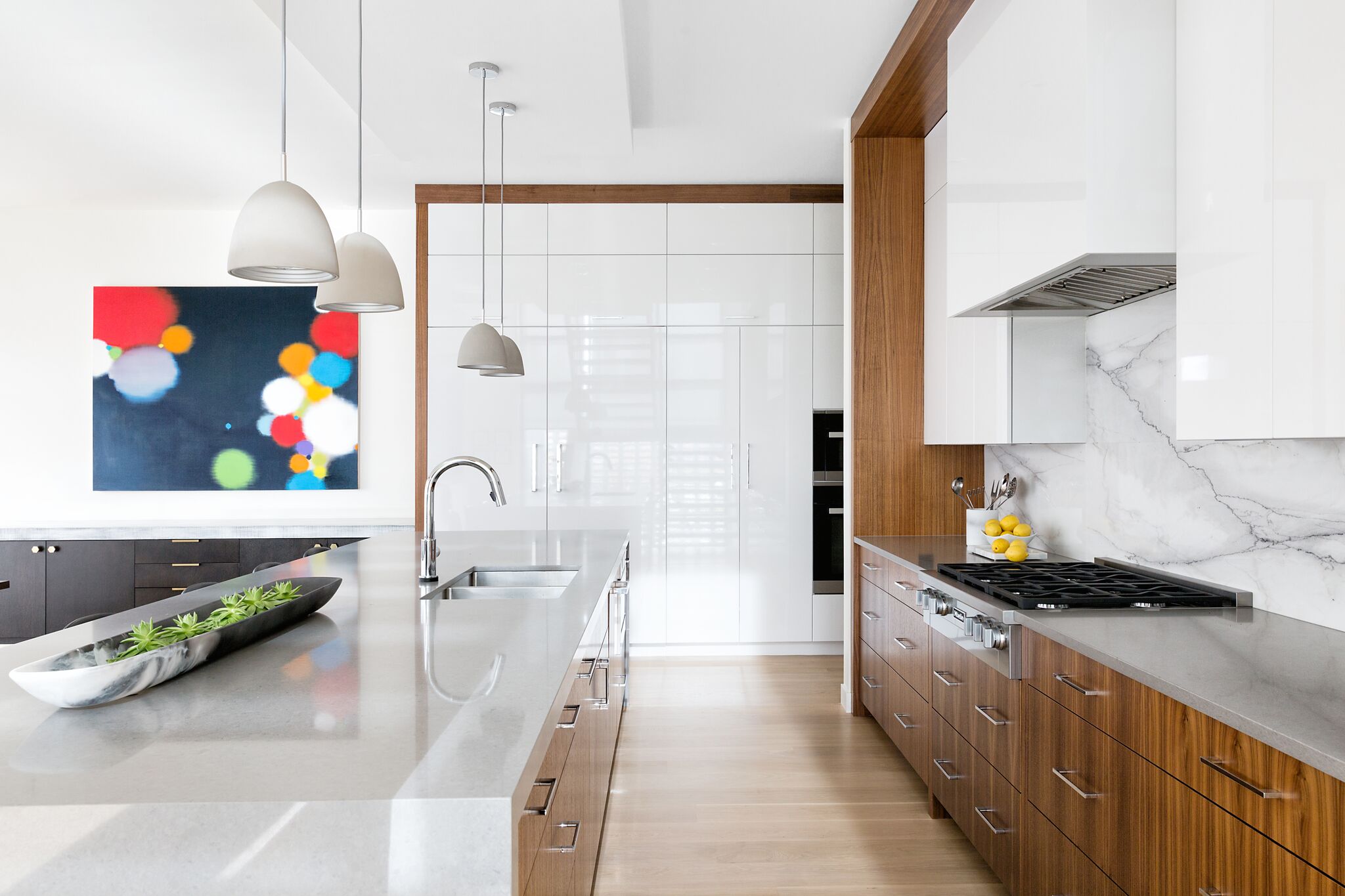Modern Kitchen, Glossy White and Walnut, Elbow Park Modern, Nyla Free Designs, Calgary Interior Designer, DeJong Design Associates, Insignia Custom Homes, Phil Crozier Photography