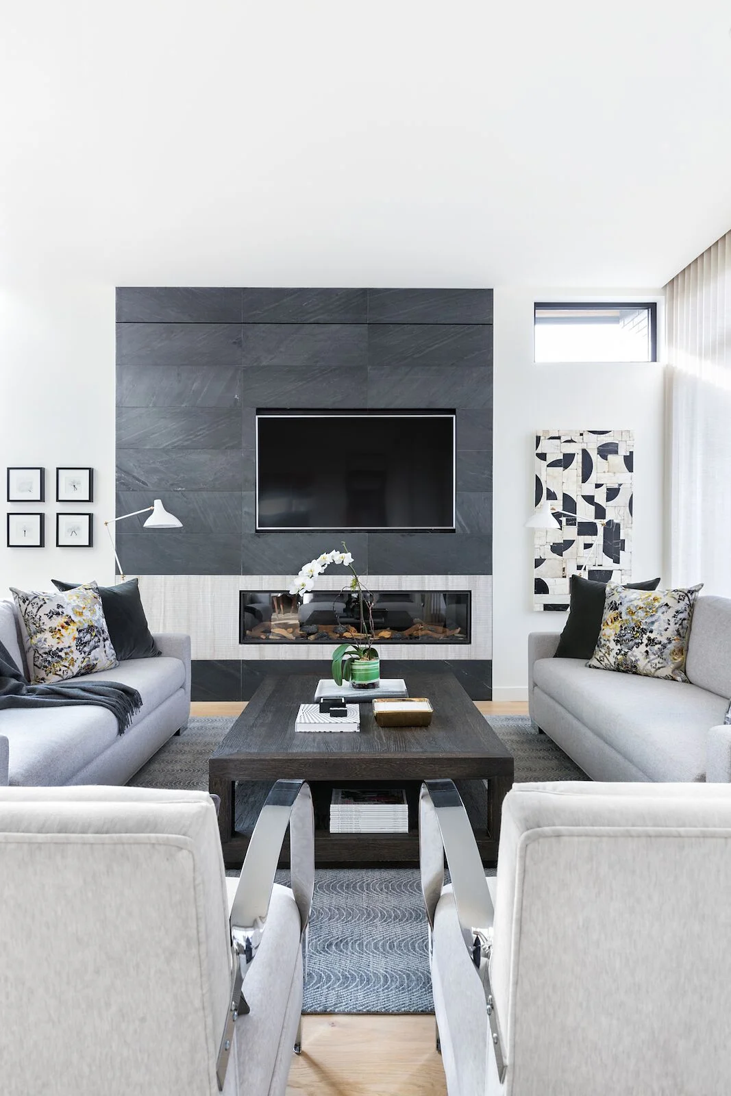 Elbow Park Modern, Living Room, Modern Fireplace Detail, Nyla Free Designs, Calgary Interior Designer, DeJong Design Associates, Insignia Custom Homes, Phil Crozier Photography