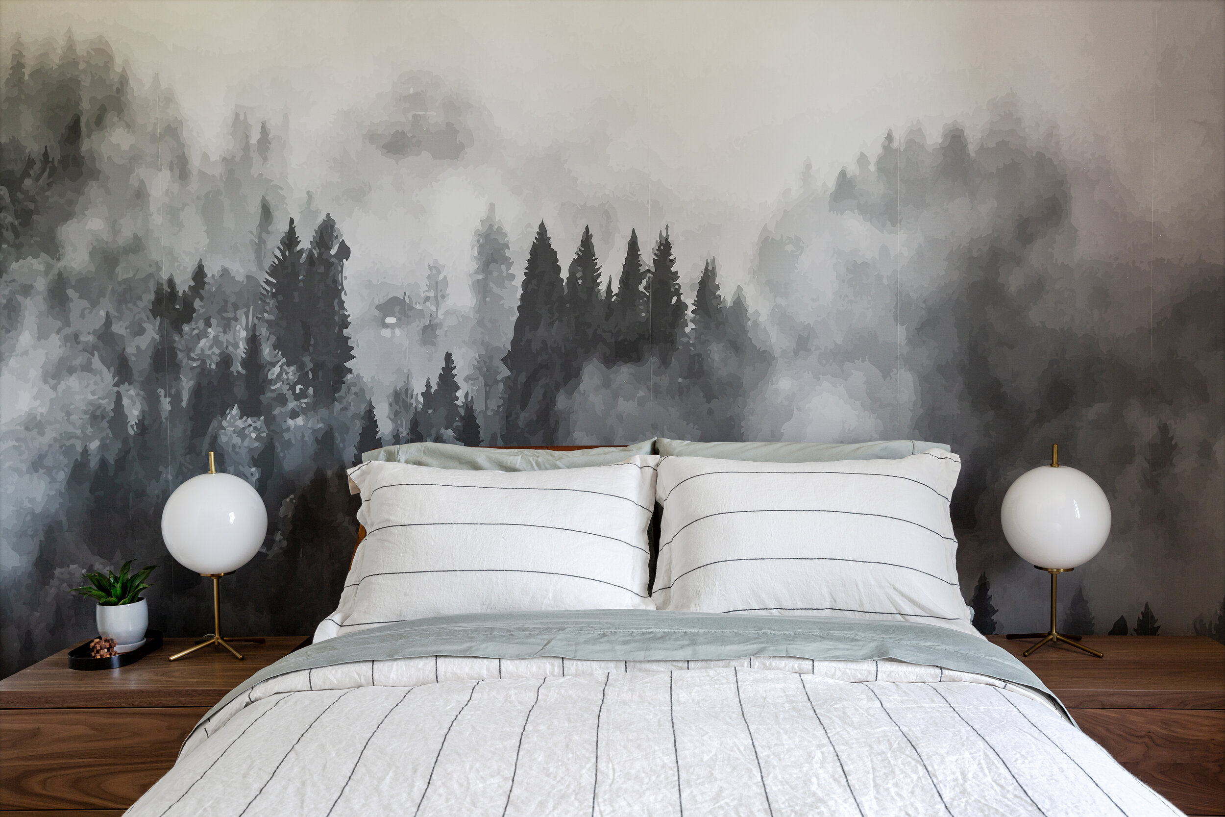 Modern Forested Bedroom , Mount Royal, Nyla Free Designs, Calgary Interior Designer, Davignon Martin Architecture, Stonewater Homes, Phil Crozier Photography