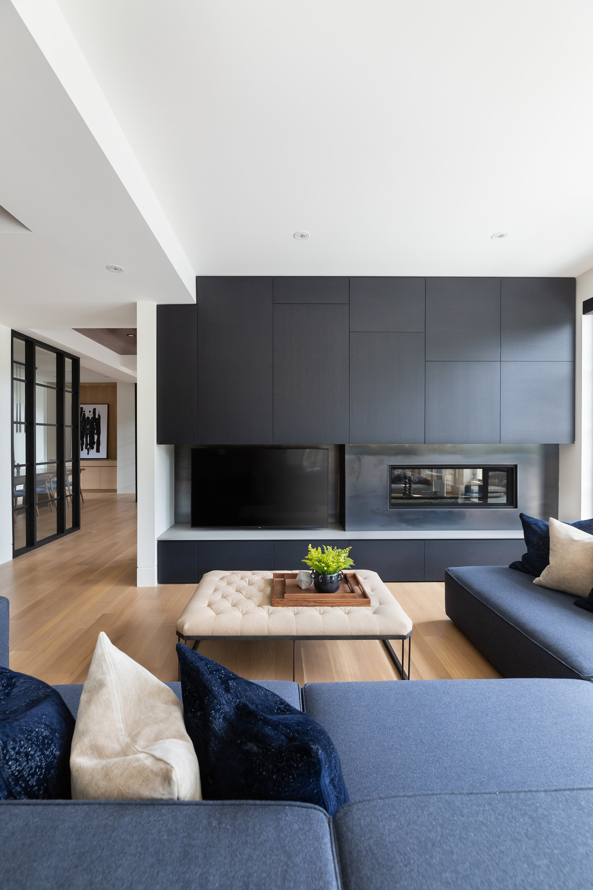 Modern Family Room, Mount Royal, Nyla Free Designs, Calgary Interior Designer, Davignon Martin Architecture, Stonewater Homes, Phil Crozier Photography
