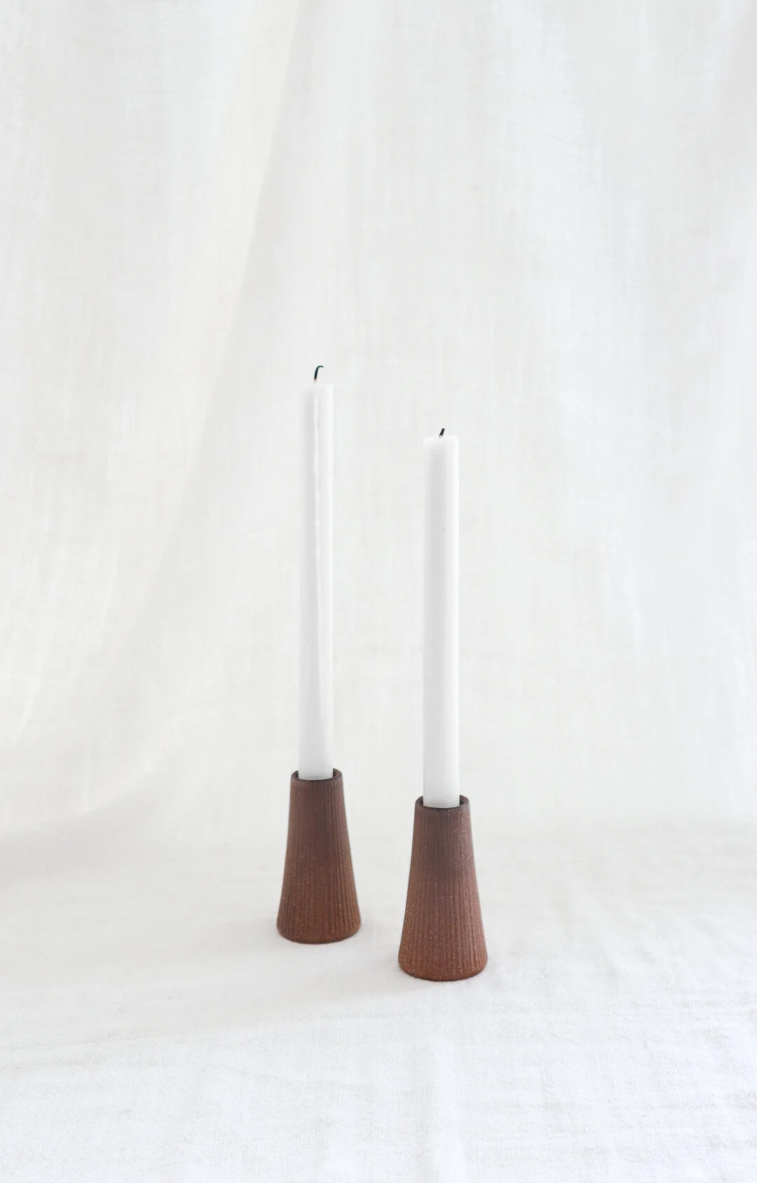 Earthenware Candlestick Holders - Set of 2