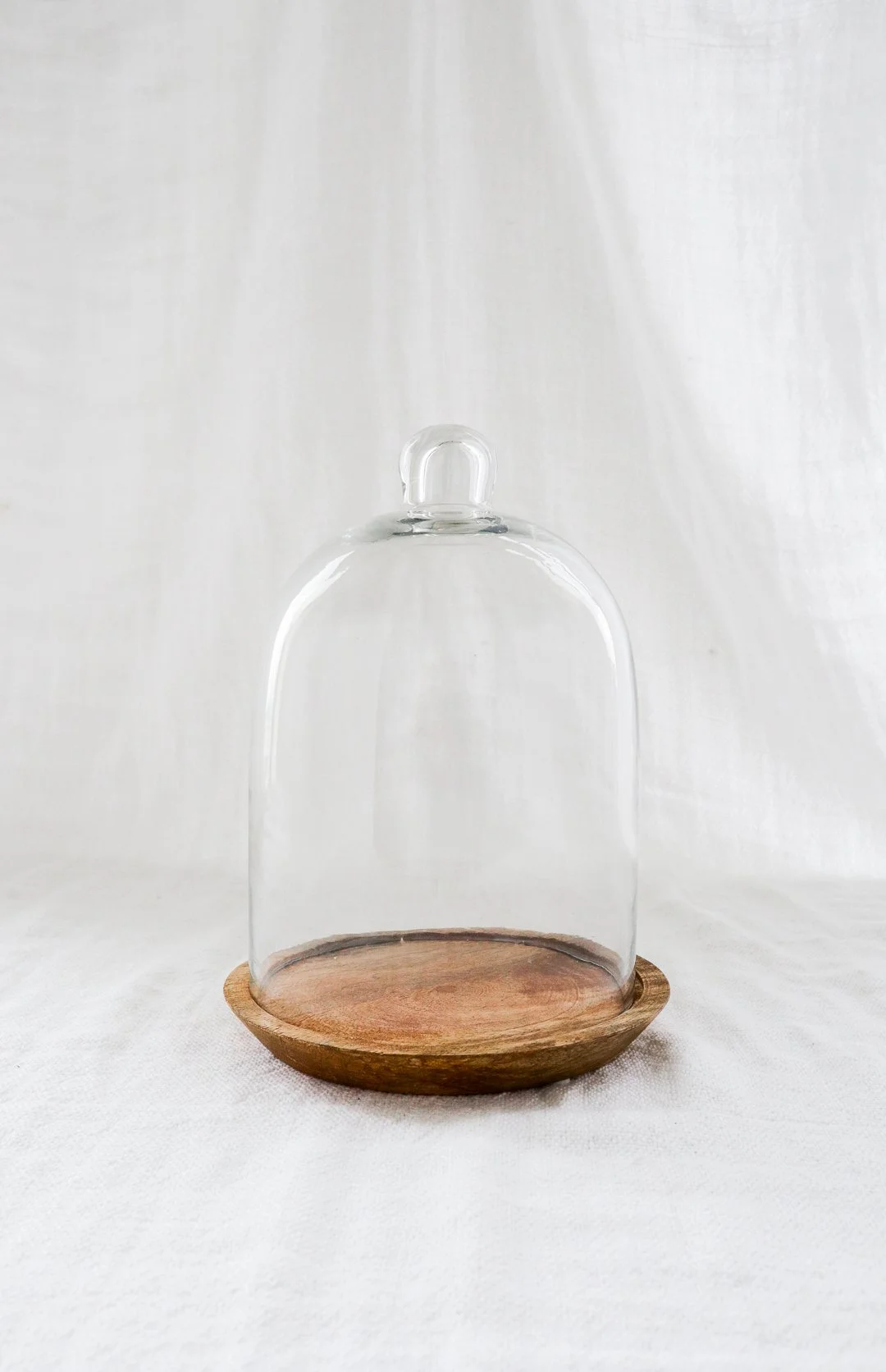 Glass Cloche with Wooden Base