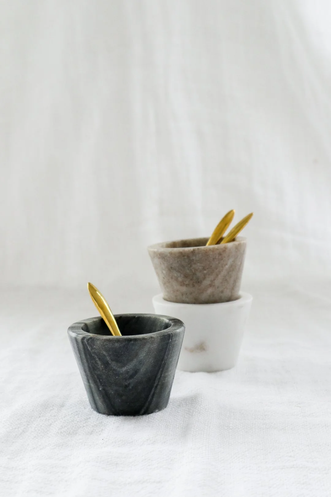 Marble Bowl with Brass Spoon