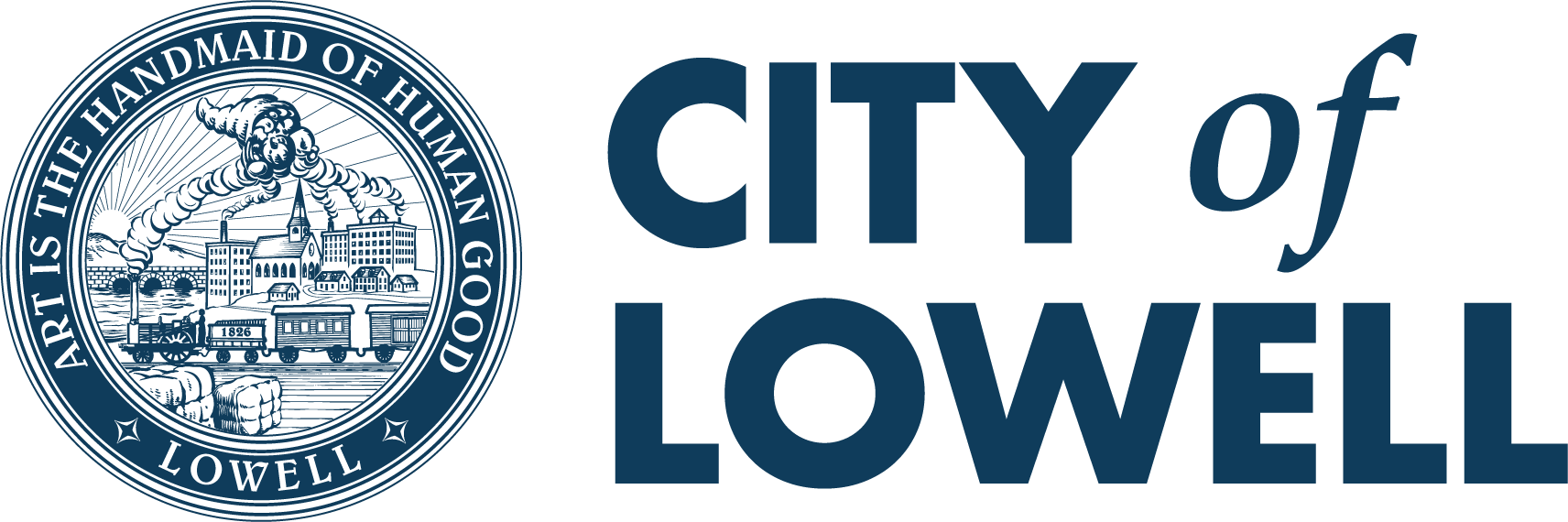 City of Lowell_Stacked_Navy_With Seal.png
