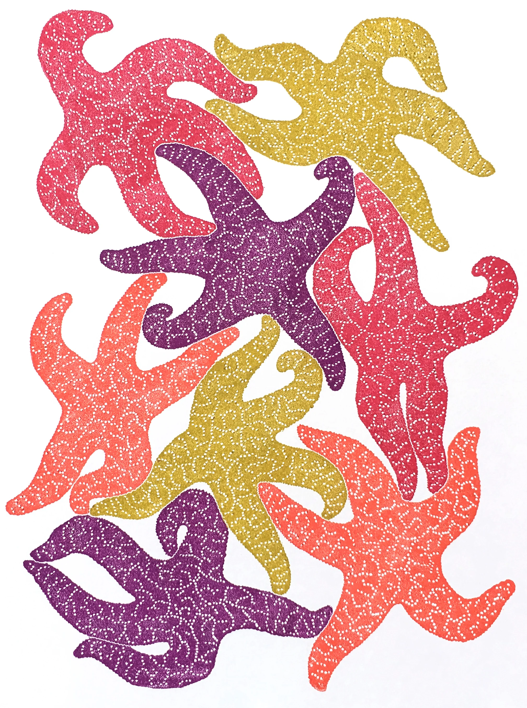 Eight Ochre Sea Stars