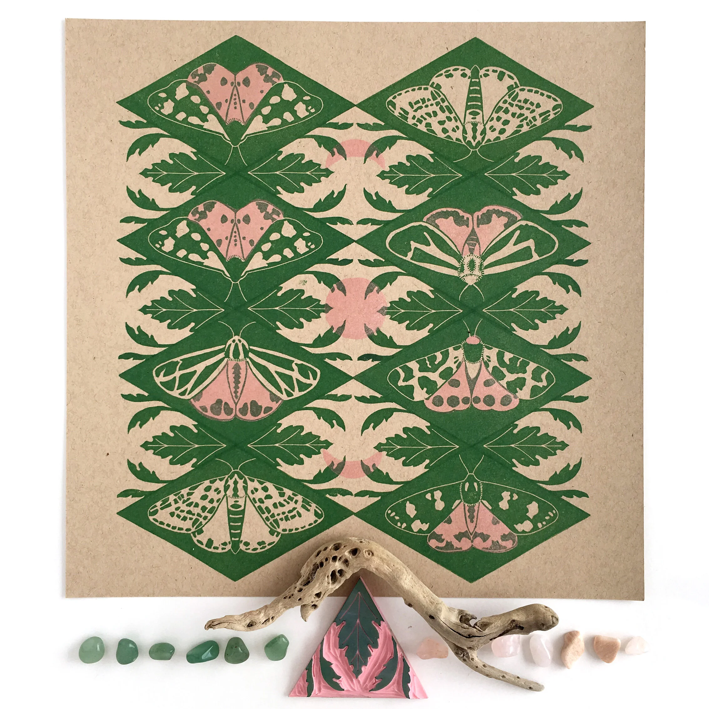 Green Moth Damask