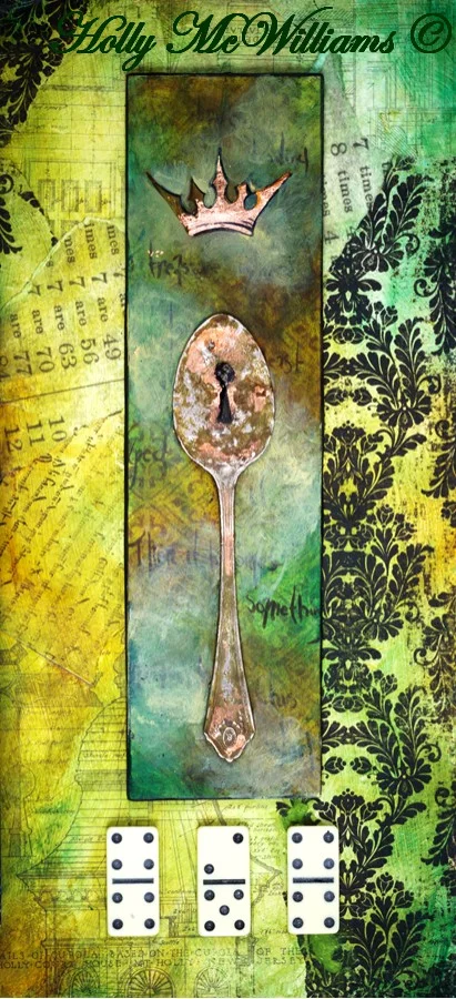Mad Hatters Tea Party 6.5"x14" mixed media - sold