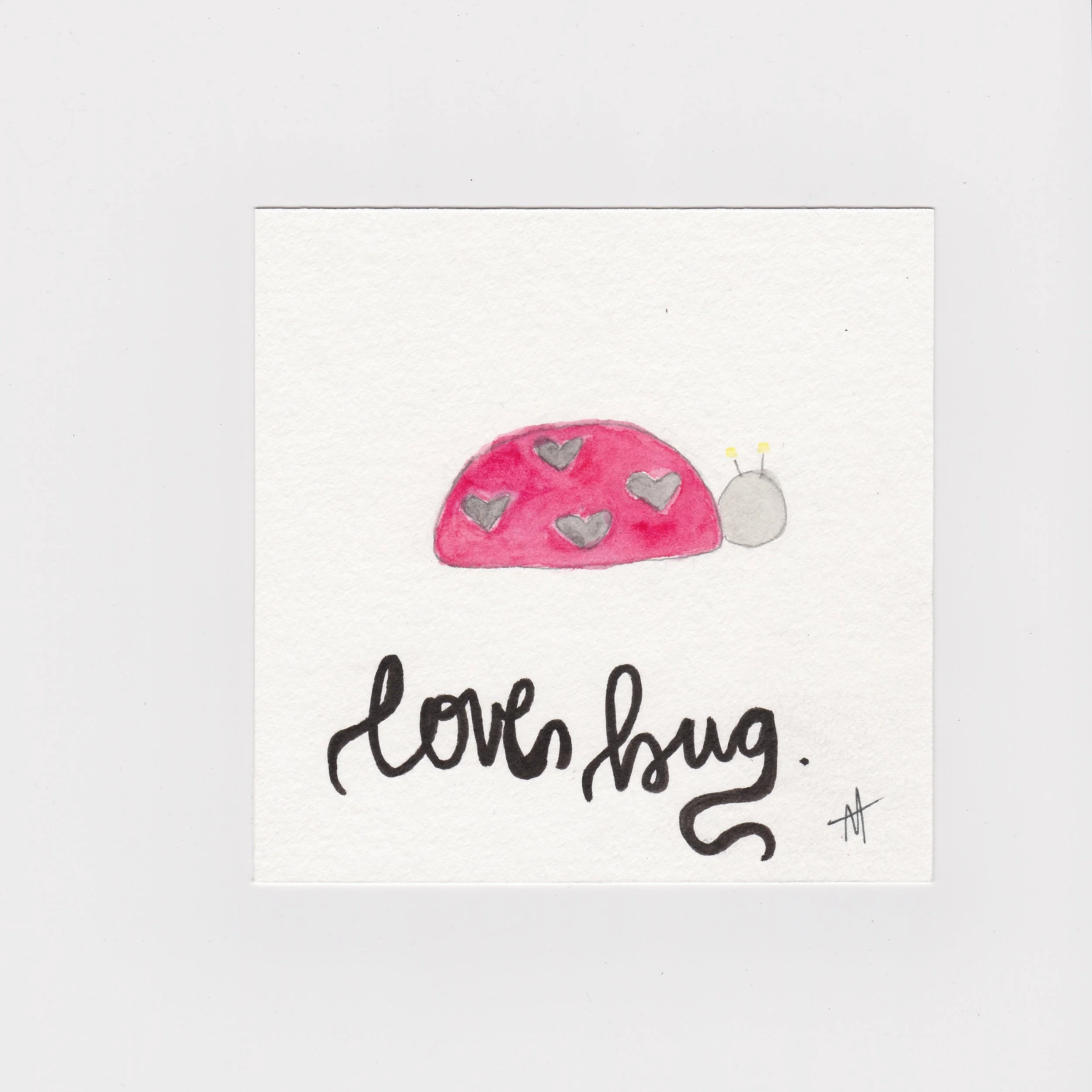 [5x5] Love Bug Hand Lettering + Watercolor