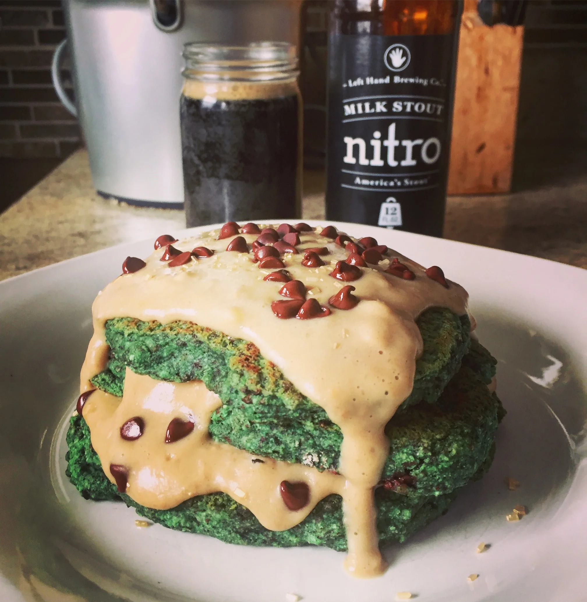 Lucky Pancakes with Pot of Gold Sauce