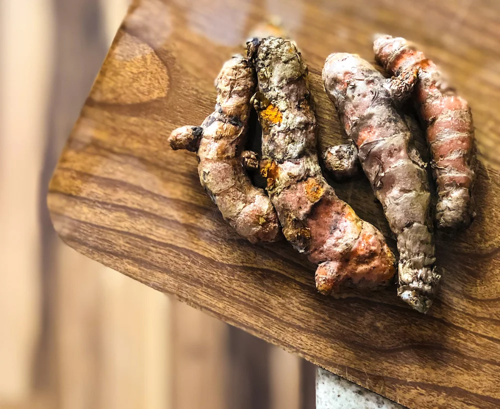 Fresh Turmeric Root - Much cheaper than powdered. Look for it at Indian Food Marts or Natural Grocers