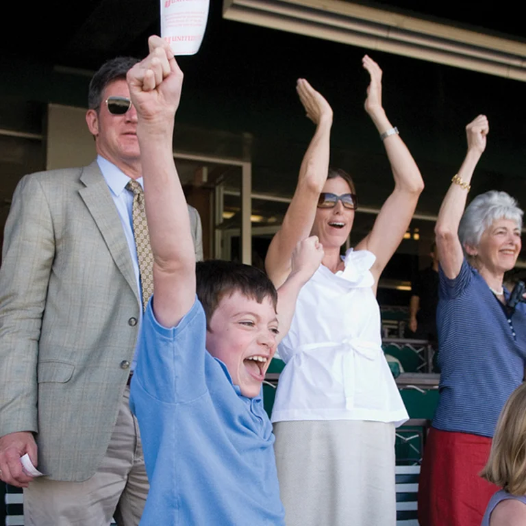 Owen, Vivien's grandson has the winning horse at Belmont!