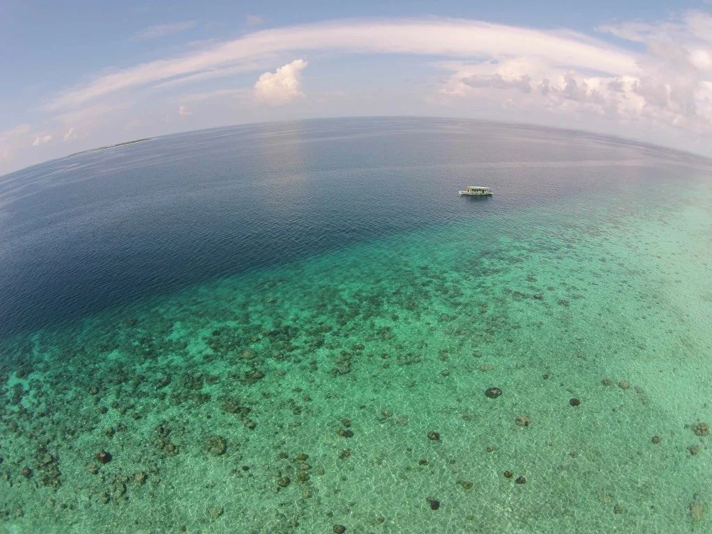 Reef at the southernmost point of Lhavyani atoll