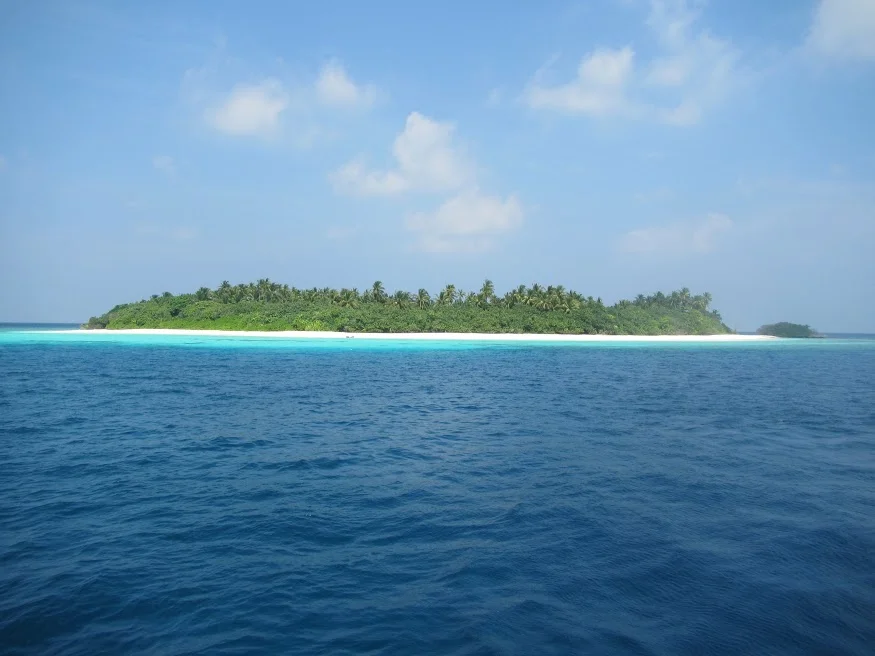 The Maldives consists of close to 2000 small islands such as this one. Many are uninhabited.