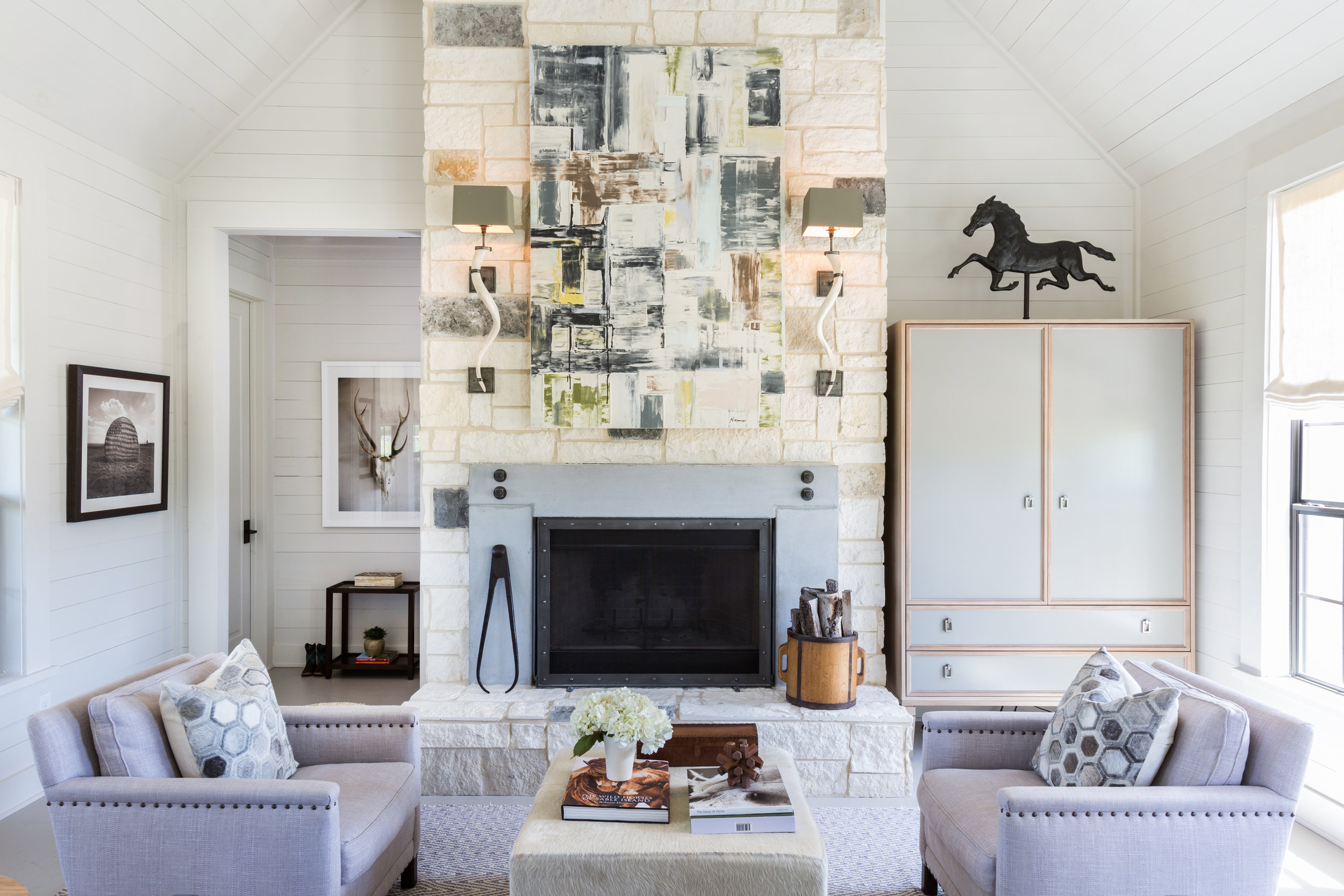 I wouldn't expect to find soft lilacs and blue-grays in a farmhouse, and that's exactly what I love about this.