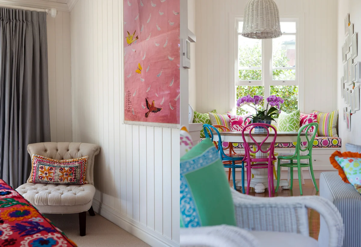 I spy a Paule Marrot print....! And look at those fun painted Thonet chairs!
