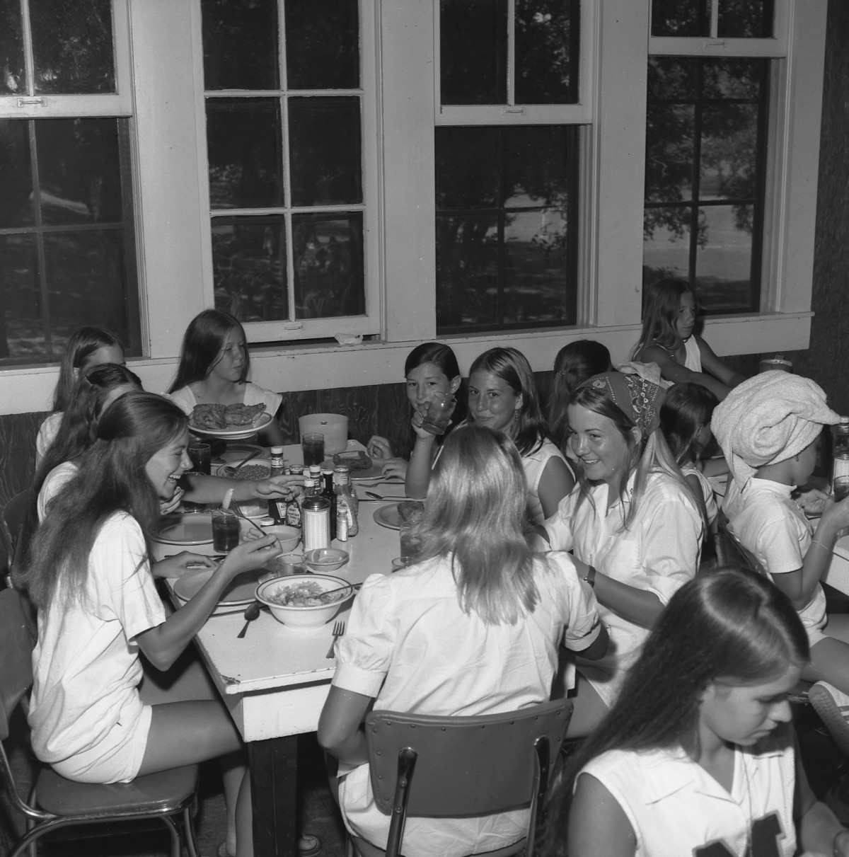 Campers in the dining hall in 1972