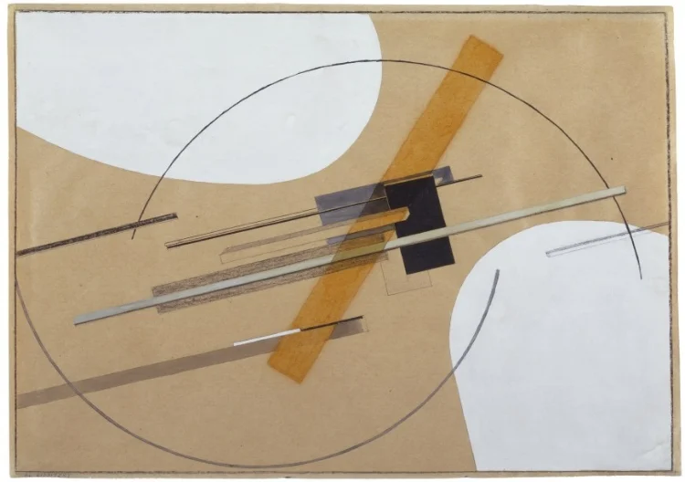 PROUN (STUDY OF PROUN S.K.) / 1922–23 / 8.5” x 11.75” Watercolor, gouache, ink, graphite, conté crayon, and varnish on paper.