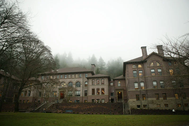 According to Barney Mann, the conversation took place in this building, the Old Main Building at Western Washington University, which was a teacher's college when Miss Montgomery worked there.