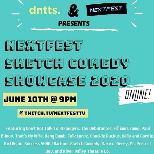Hey! Long time no post! We'll be better we promise. We just wanted to hop on and hope everyone is having a great summer, staying safe and healthy. 
Also, tomorrow @nextfestartsco is doing a sketch comedy night online and we are a part of it. It is pr