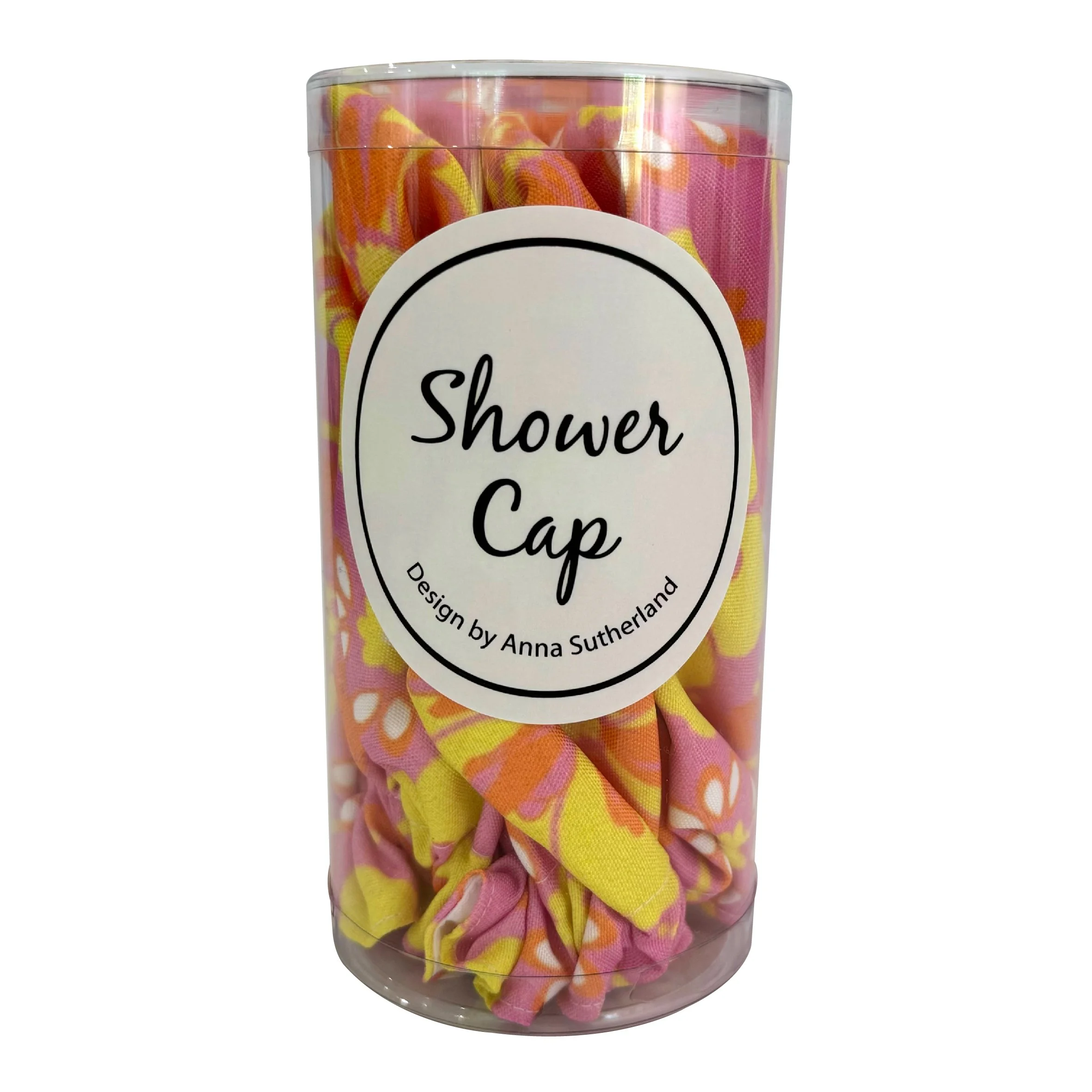 Shower Cap Light Pink and Yellow Floral Tube.jpg