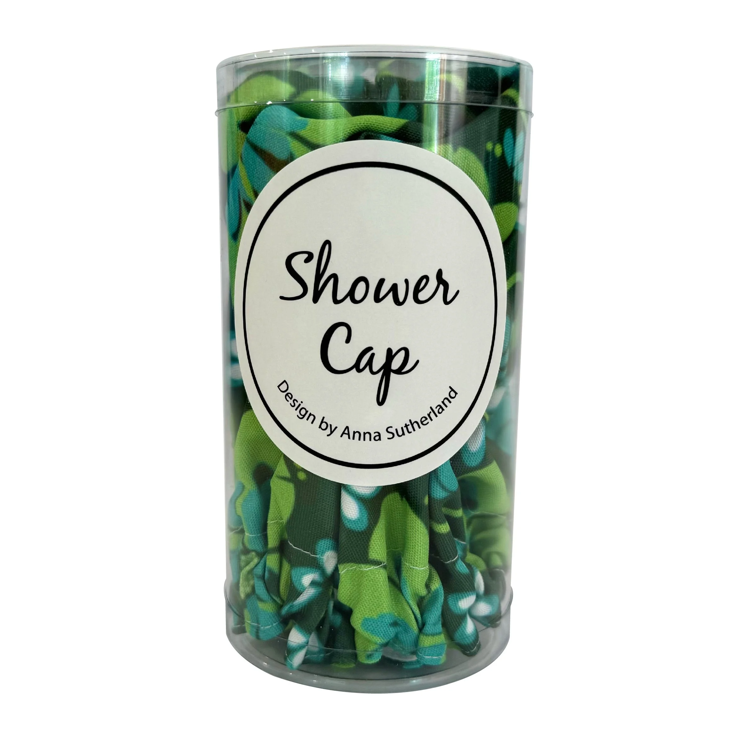 Shower Cap Green Floral Tube.jpg