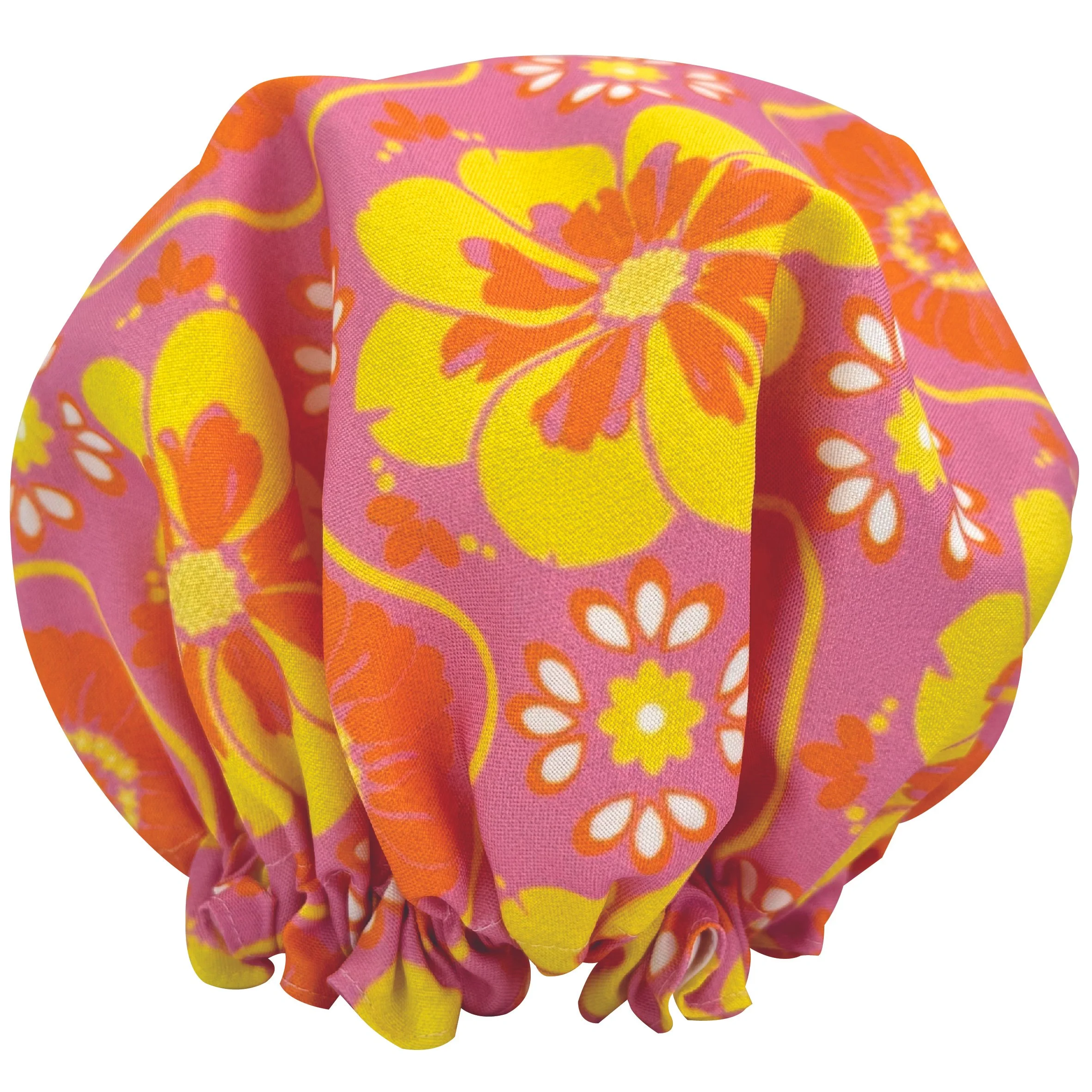 Shower Cap Light Pink and Yellow Floral.jpg