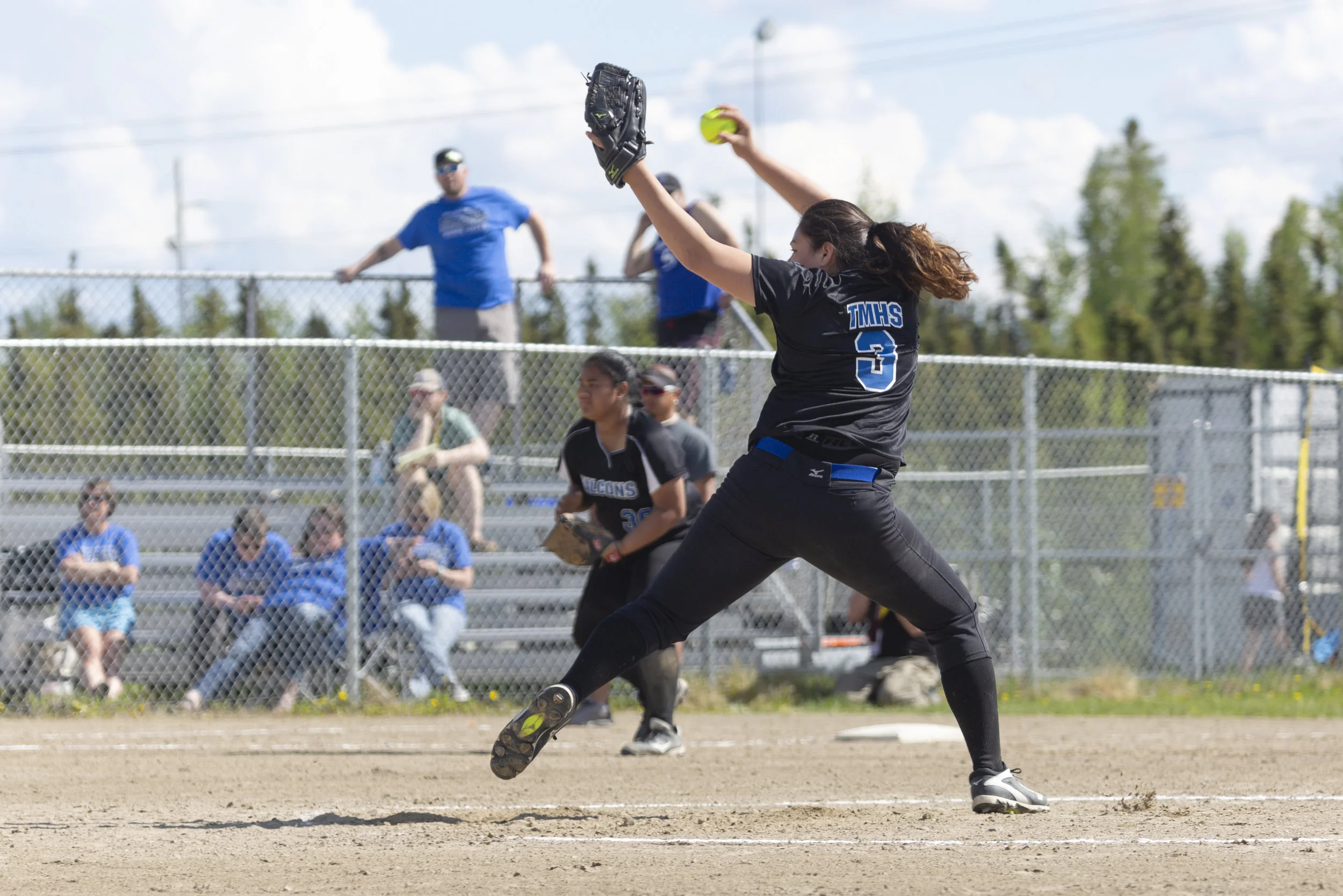 #3 Penina Fenumiai pitches for Thunder Mountain against Ketchikan in the first Championship Game on Saturday, June 2nd in Fairbanks, AK. Sarah Manriquez/Juneau Empire