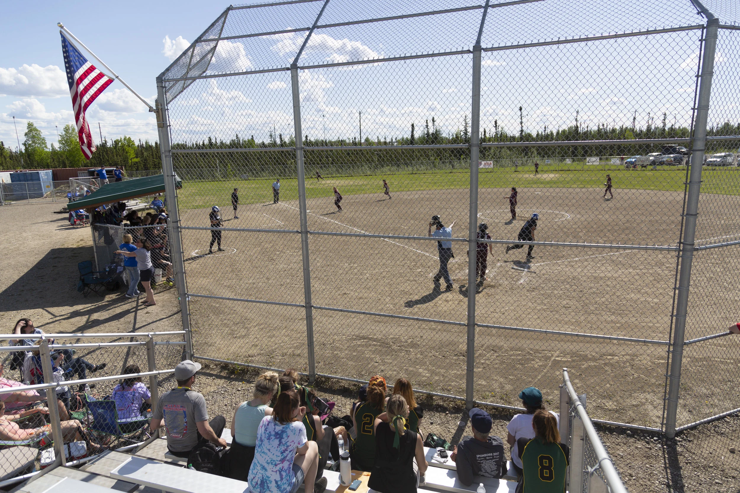 #30 Marissa Tanuvasa Tuvaifale of Thunder Mountain High School makes a dash for first base after hitting the ball into the outfield in the first Championship Game vs Ketchikan on Saturday, June 2nd in Fairbanks, AK. Sarah Manriquez/Juneau Empire​