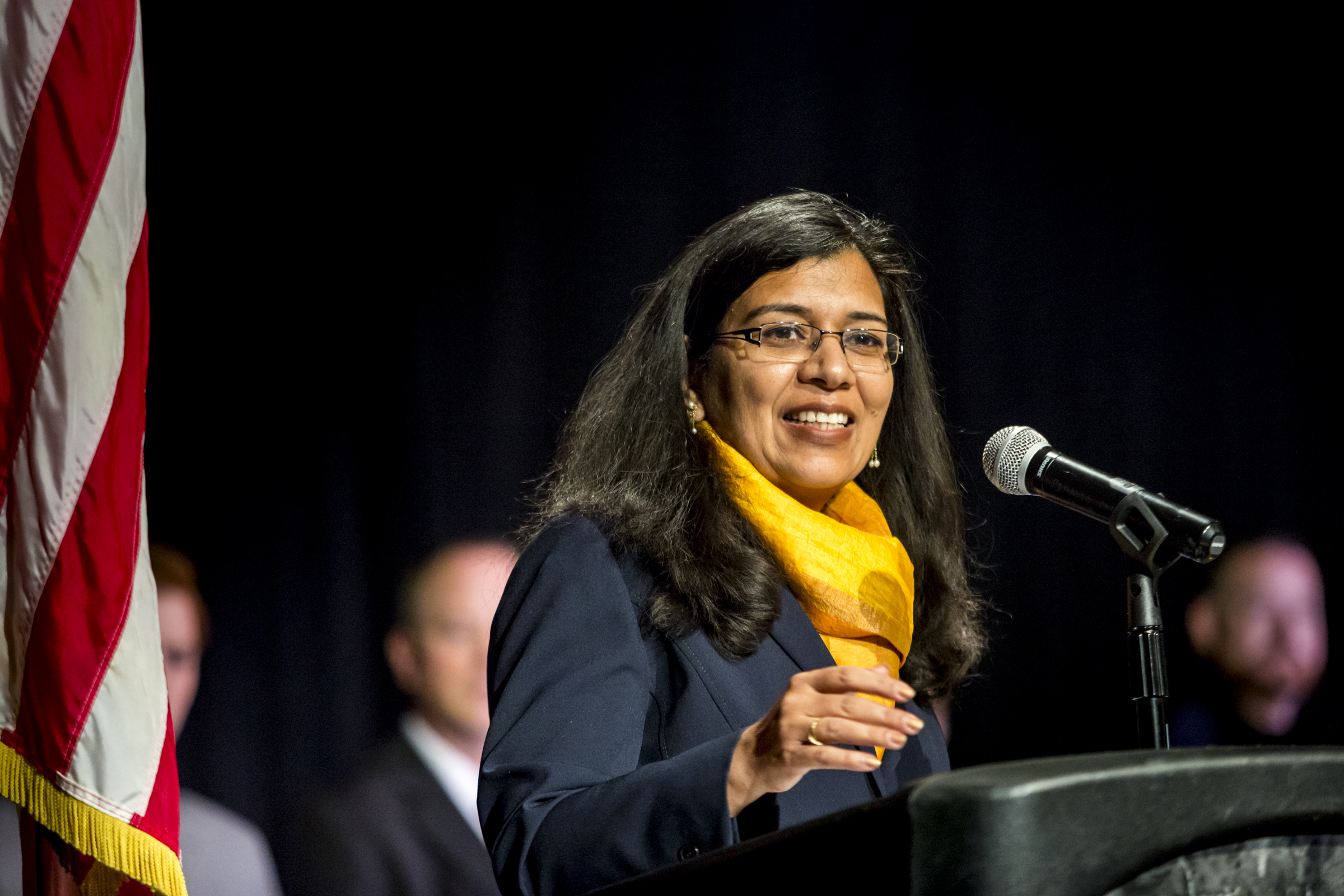 Anupma Prakash, Provost &amp; Executive Vice Chancellor of the University of Alaska Fairbanks speaks at the Community and Technical College Police Academy graduation on Friday, October 12th, 2018.