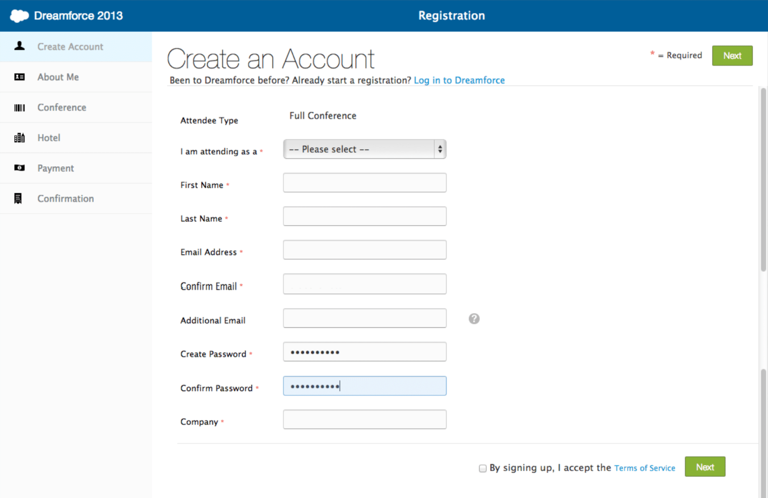 2013 Create Account