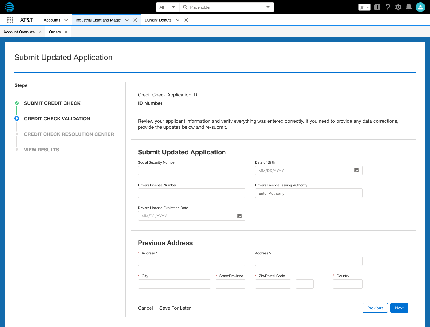 Credit Check - Screen 2: Applicant Information