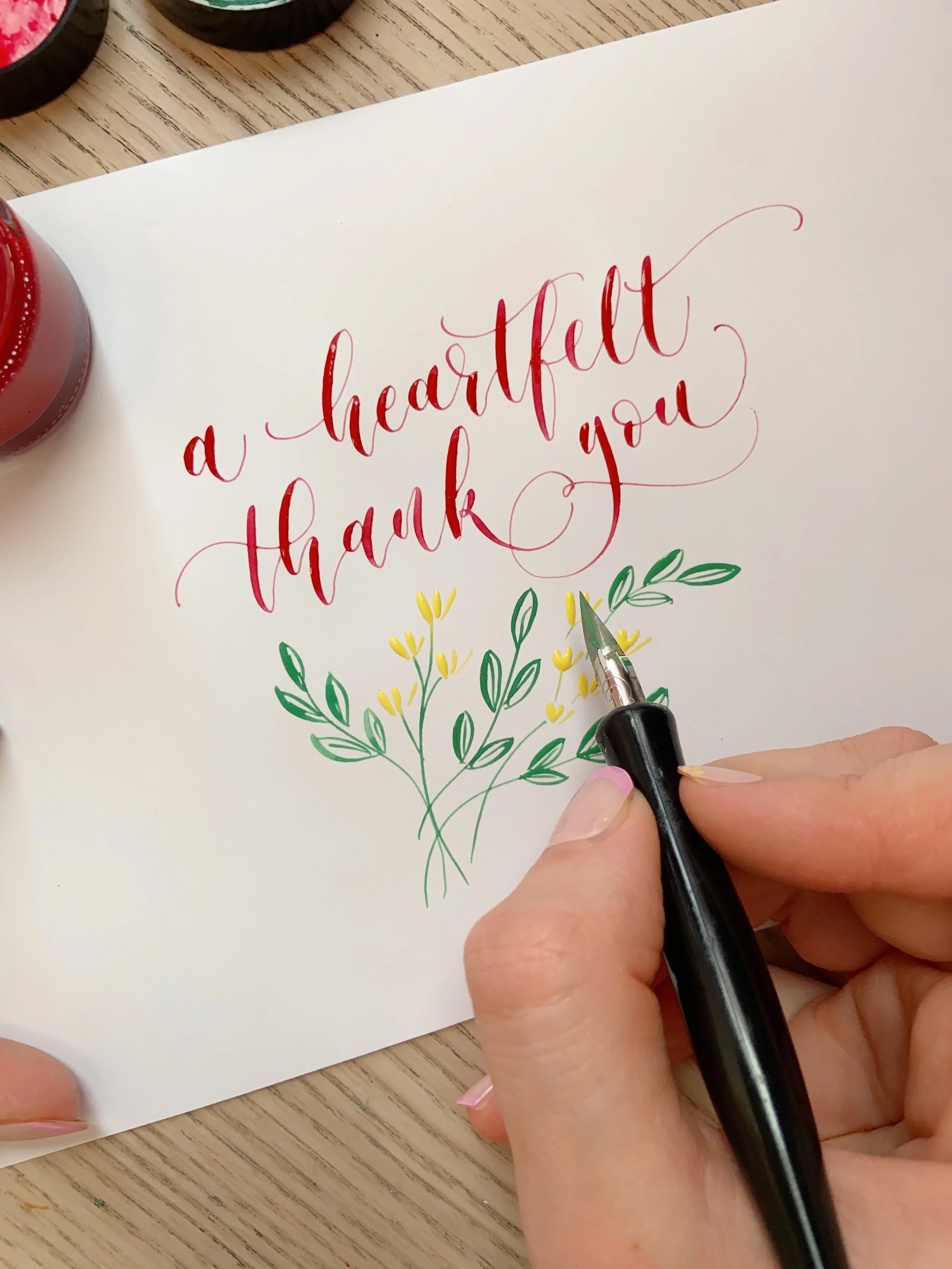 “Simple calligraphy artwork with decorative lettering and ink details