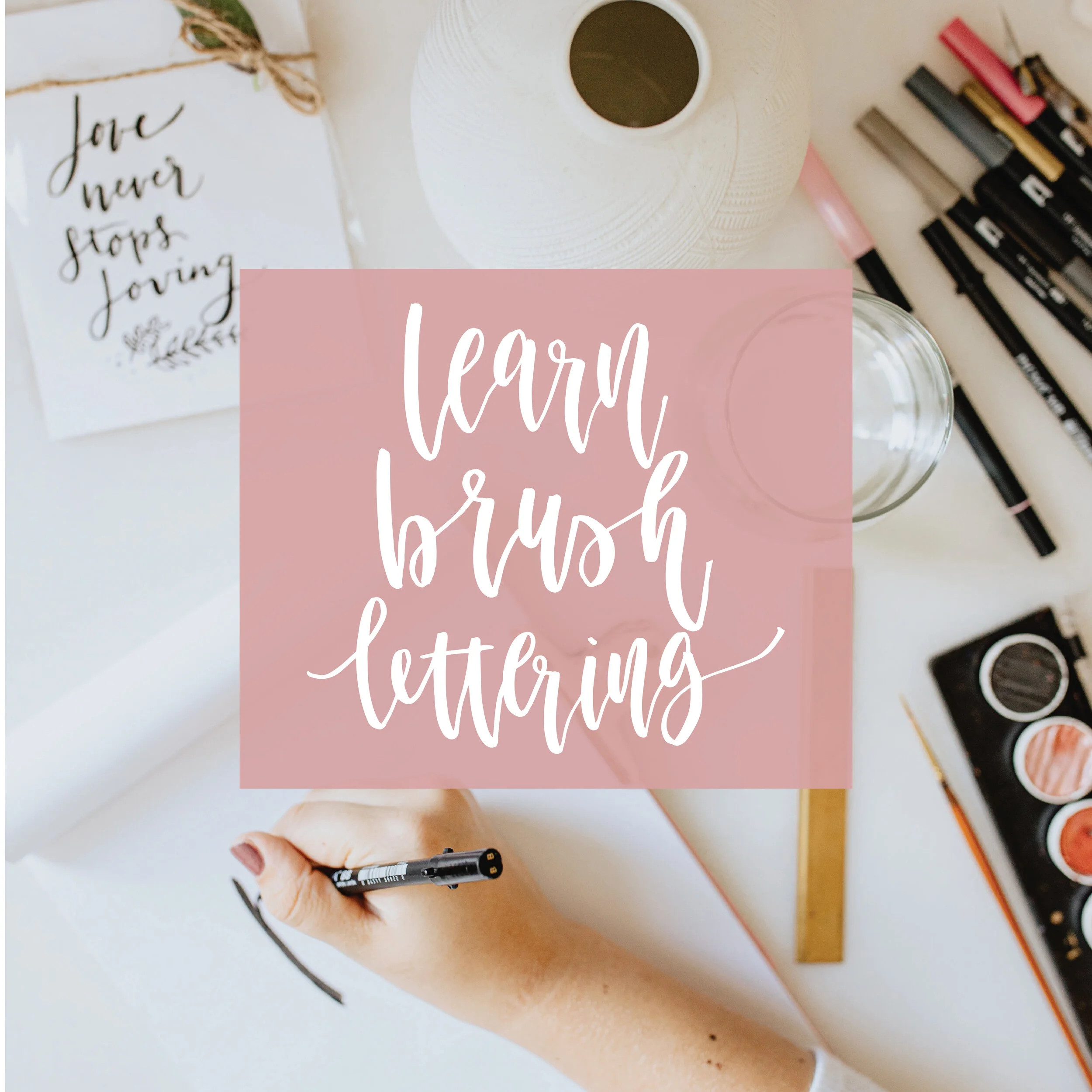 Brush Lettering Starter Kit + Class Video Modern Calligraphy Courses