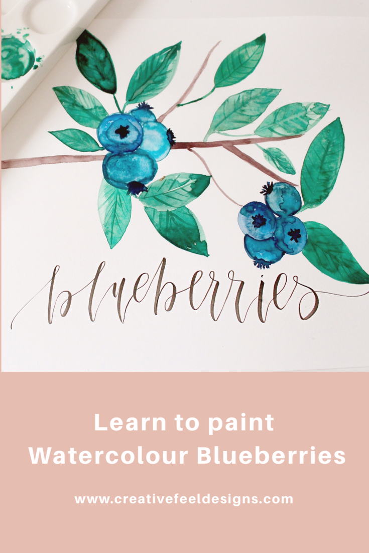 Learn To Paint Watercolour Blueberries Modern Calligraphy Kits and